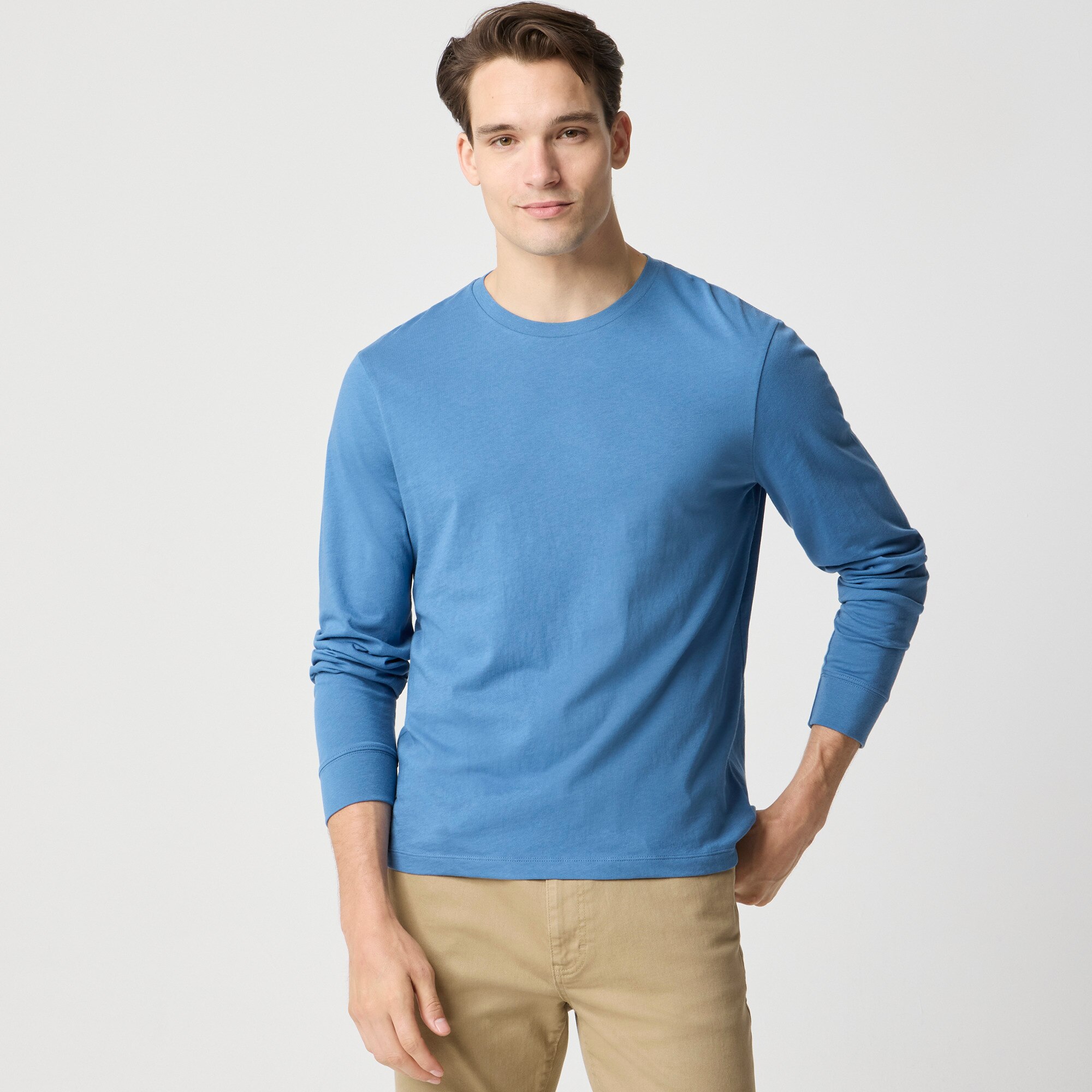 Long-sleeve washed jersey tee