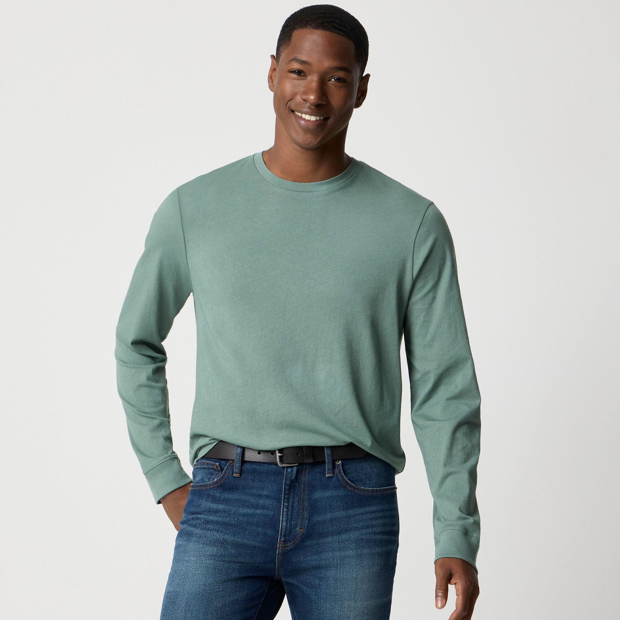 Long-sleeve washed jersey tee