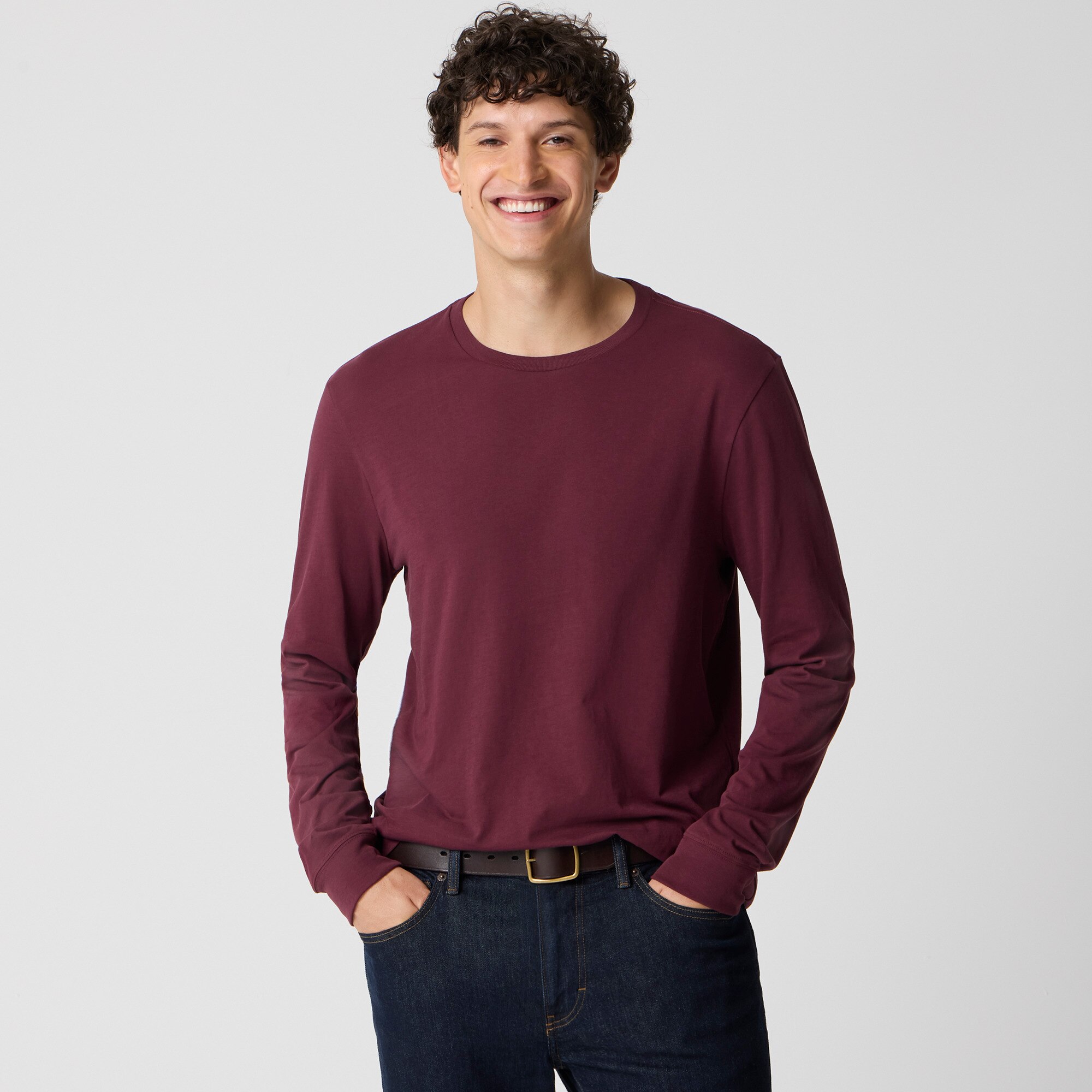 Long-sleeve washed jersey tee
