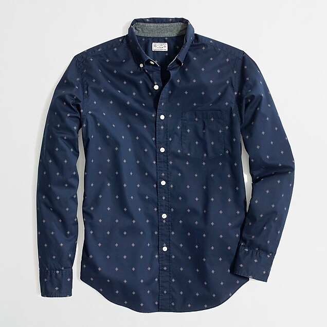Factory washed shirt in diamond : | Factory