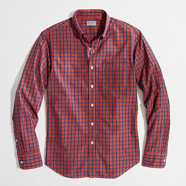 Factory washed shirt in mini-check : | Factory