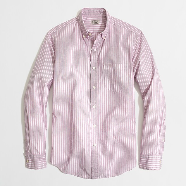 Factory washed shirt in end-on-end stripe : | Factory