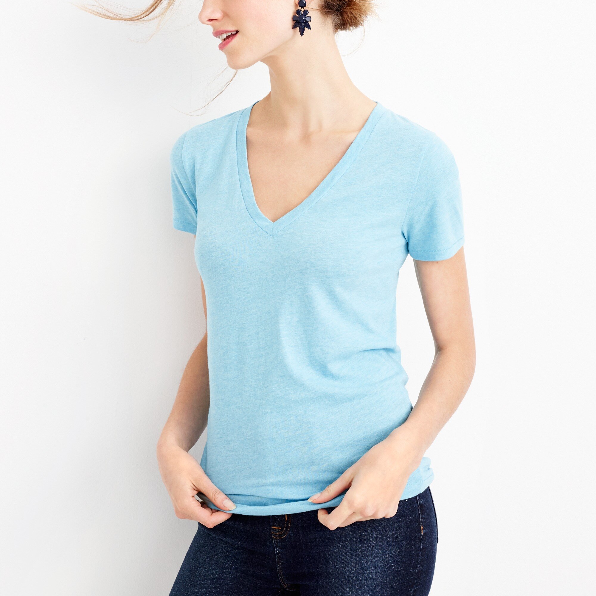 J.Crew Factory: Heathered featherweight slub cotton V-neck T-shirt