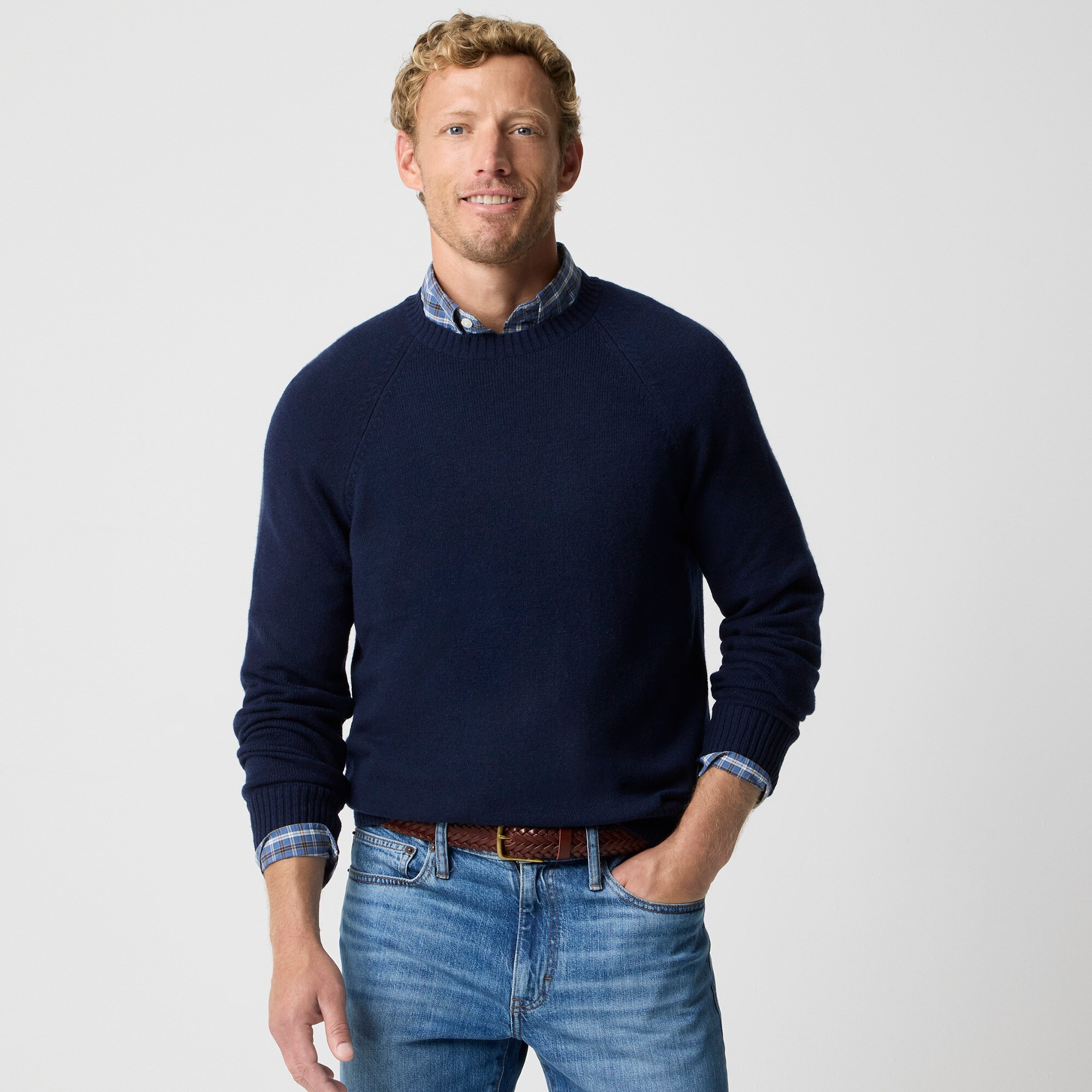 Supersoft lambswool-blend crewneck sweater