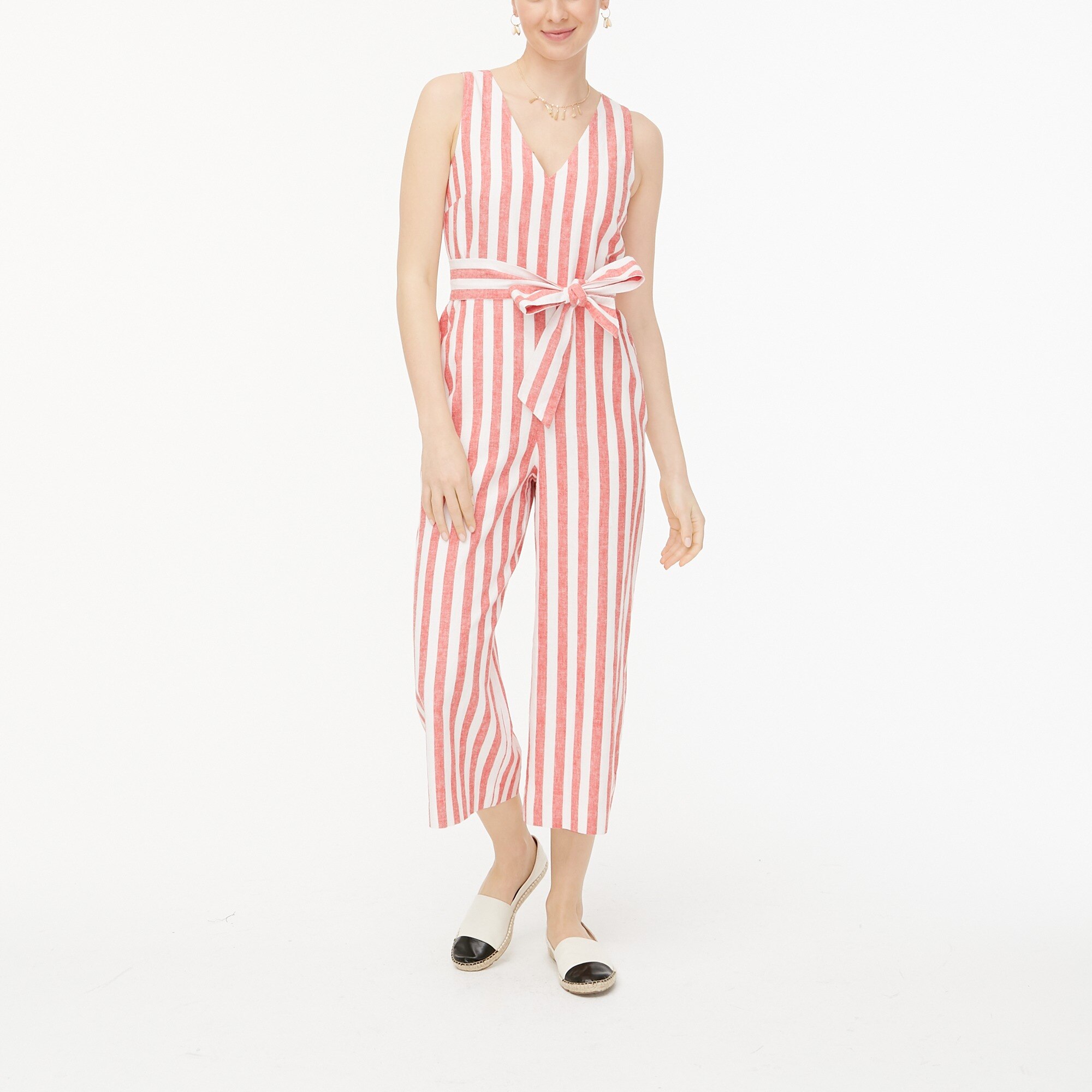 j crew blue and white striped jumpsuit