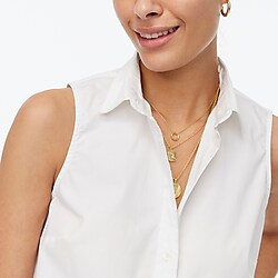 Sleeveless cotton poplin shirt in signature fit