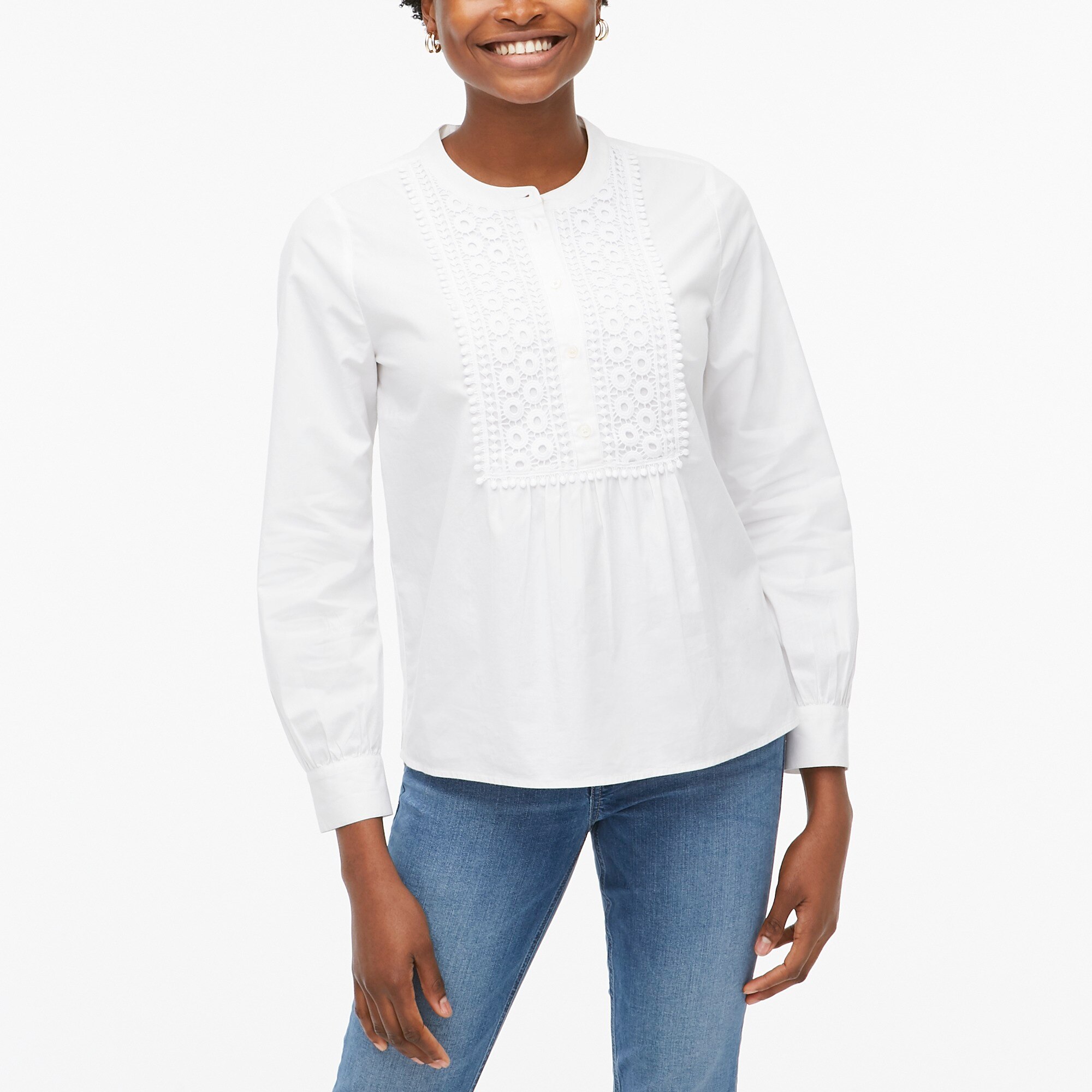 Image of Shirt with embroidered lace bib