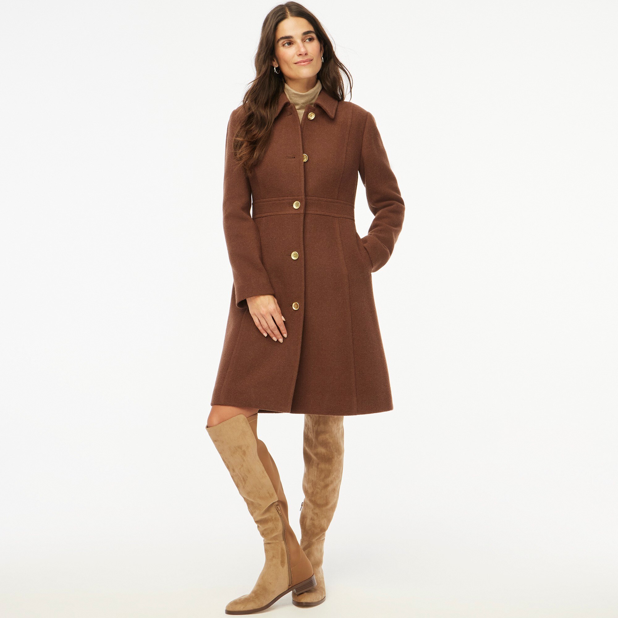 Factory Wool blend Lady Day Coat For Women
