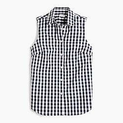 Sleeveless cotton-blend poplin shirt in signature fit