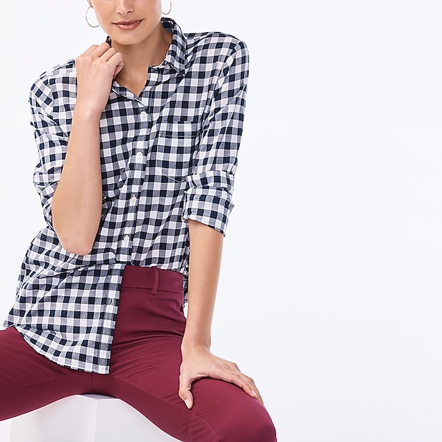 gingham classic button-down shirt in boy fit : factorywomen button-ups