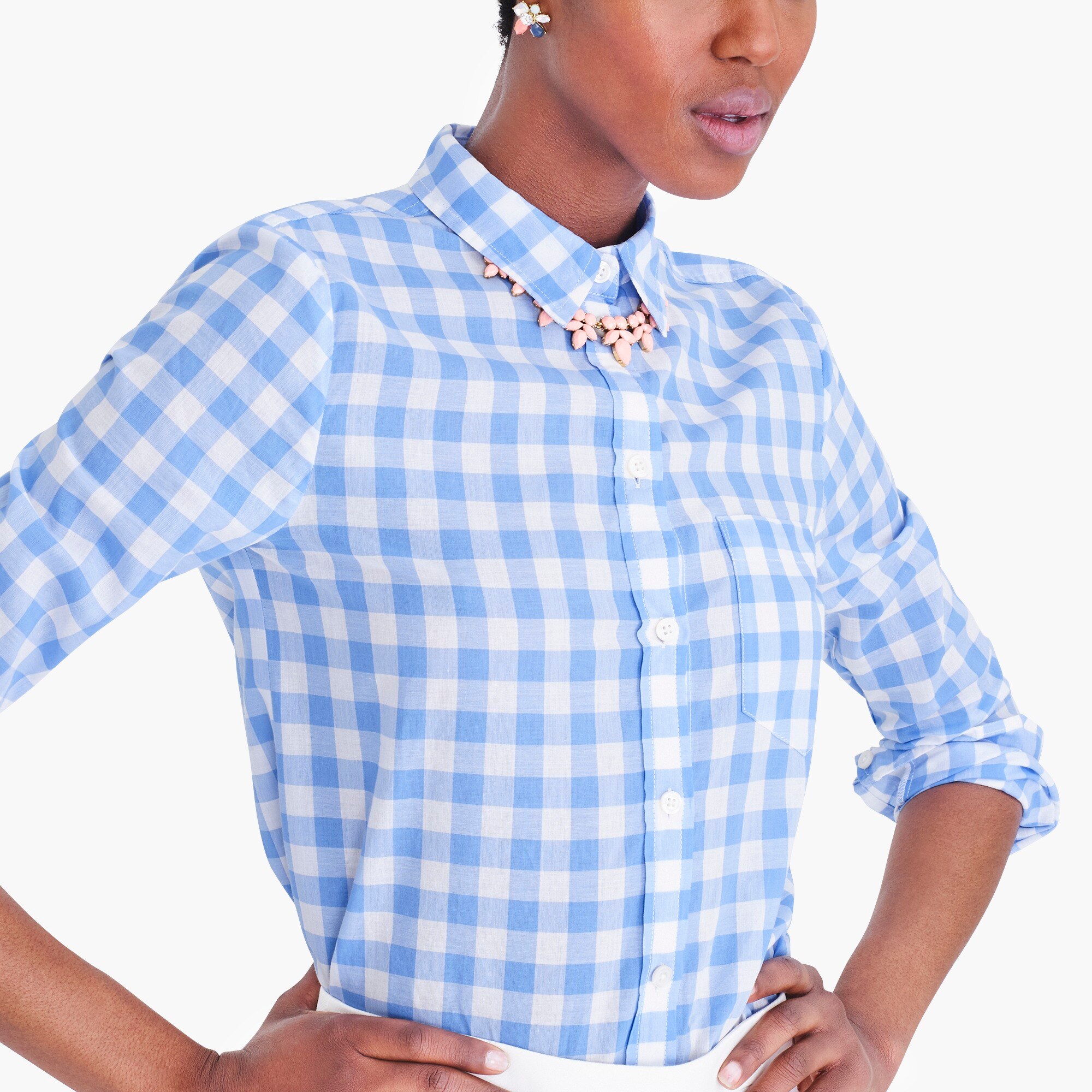 J.Crew Factory Gingham classic buttondown shirt in boy fit
