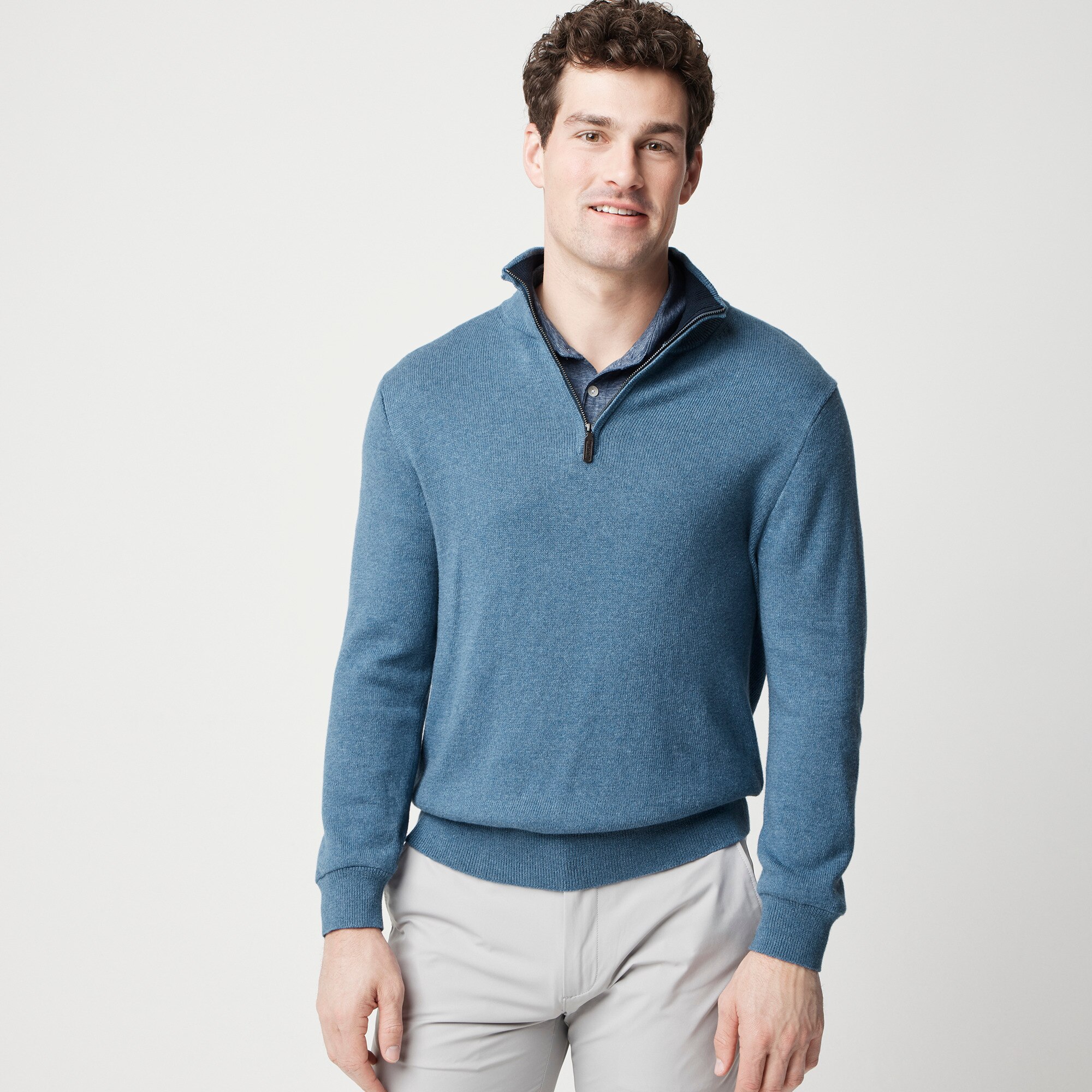 Cotton half-zip sweater