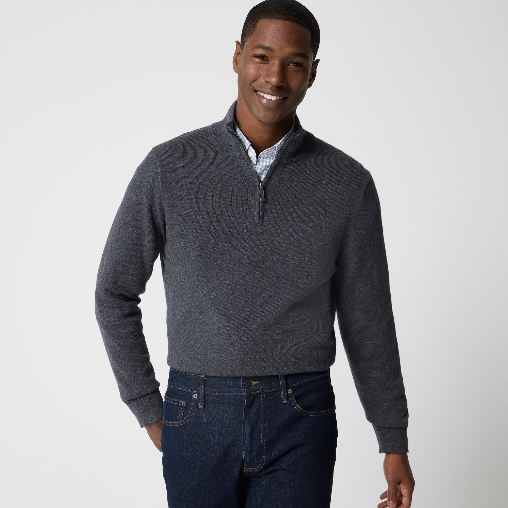 Cotton half-zip sweater