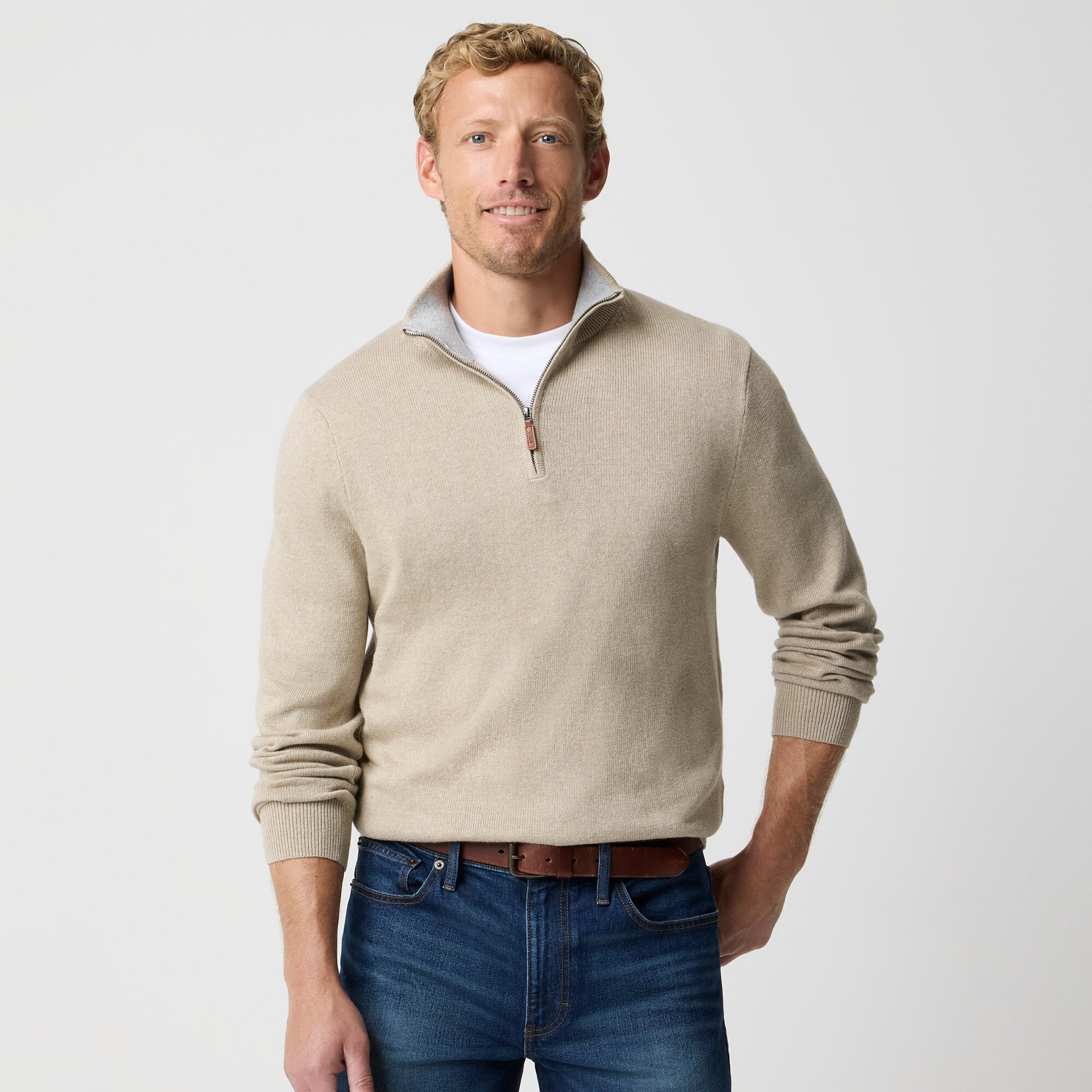 Cotton half-zip sweater