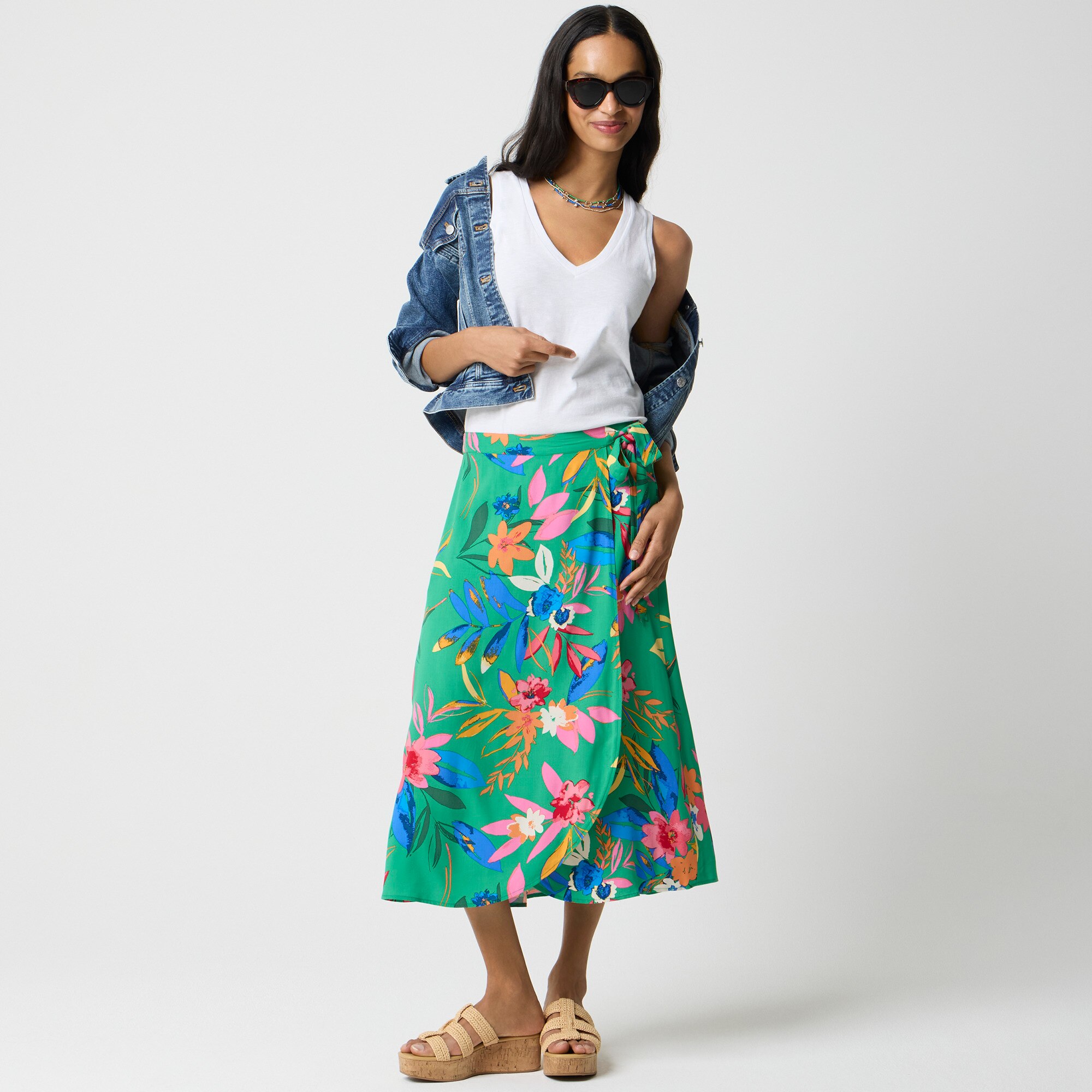 Petite printed faux-wrap skirt 65$