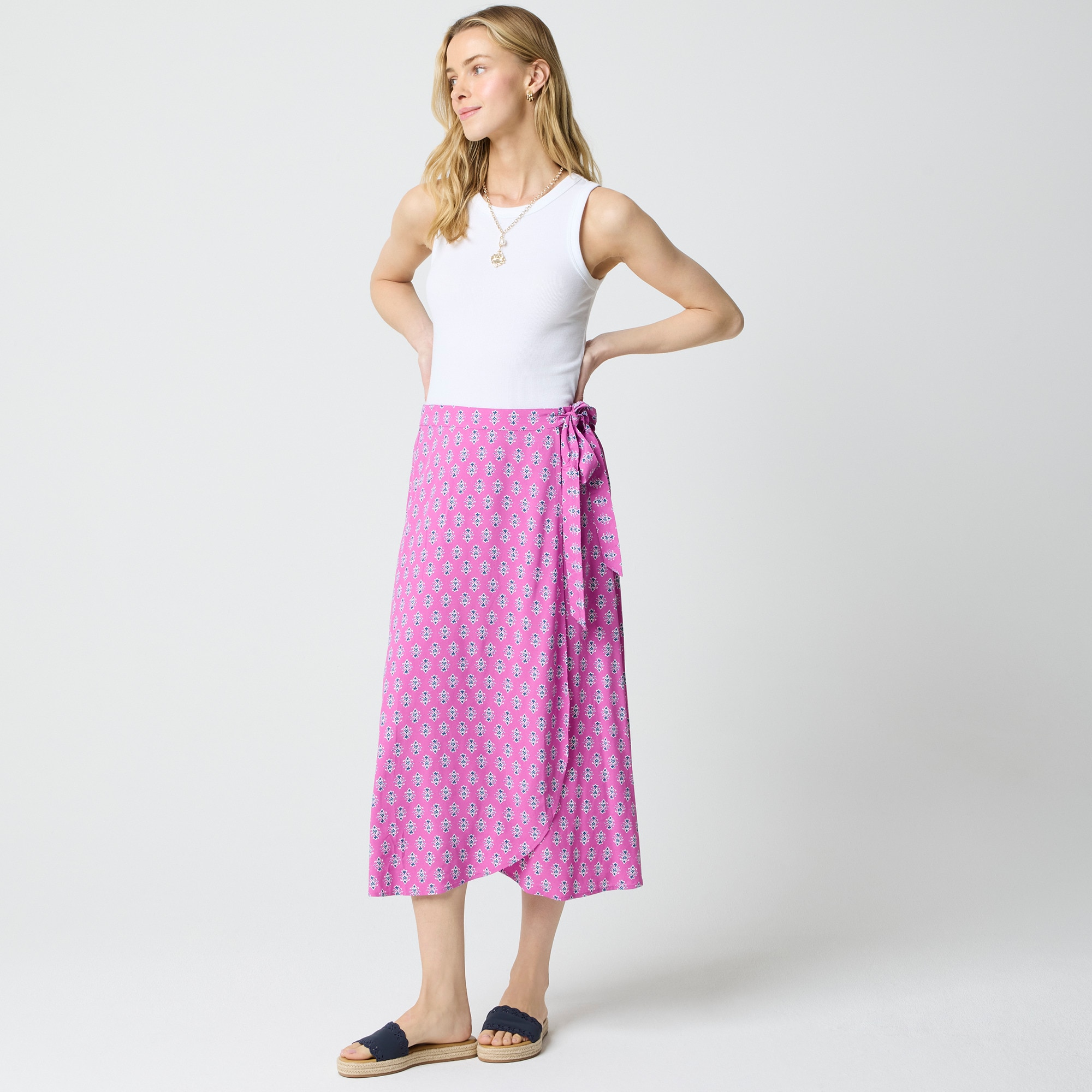 Petite printed faux-wrap skirt 65$