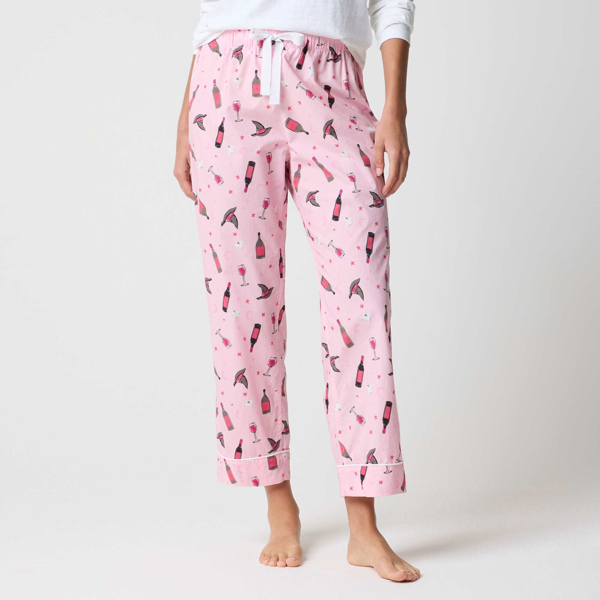 Cropped cotton pajama pant