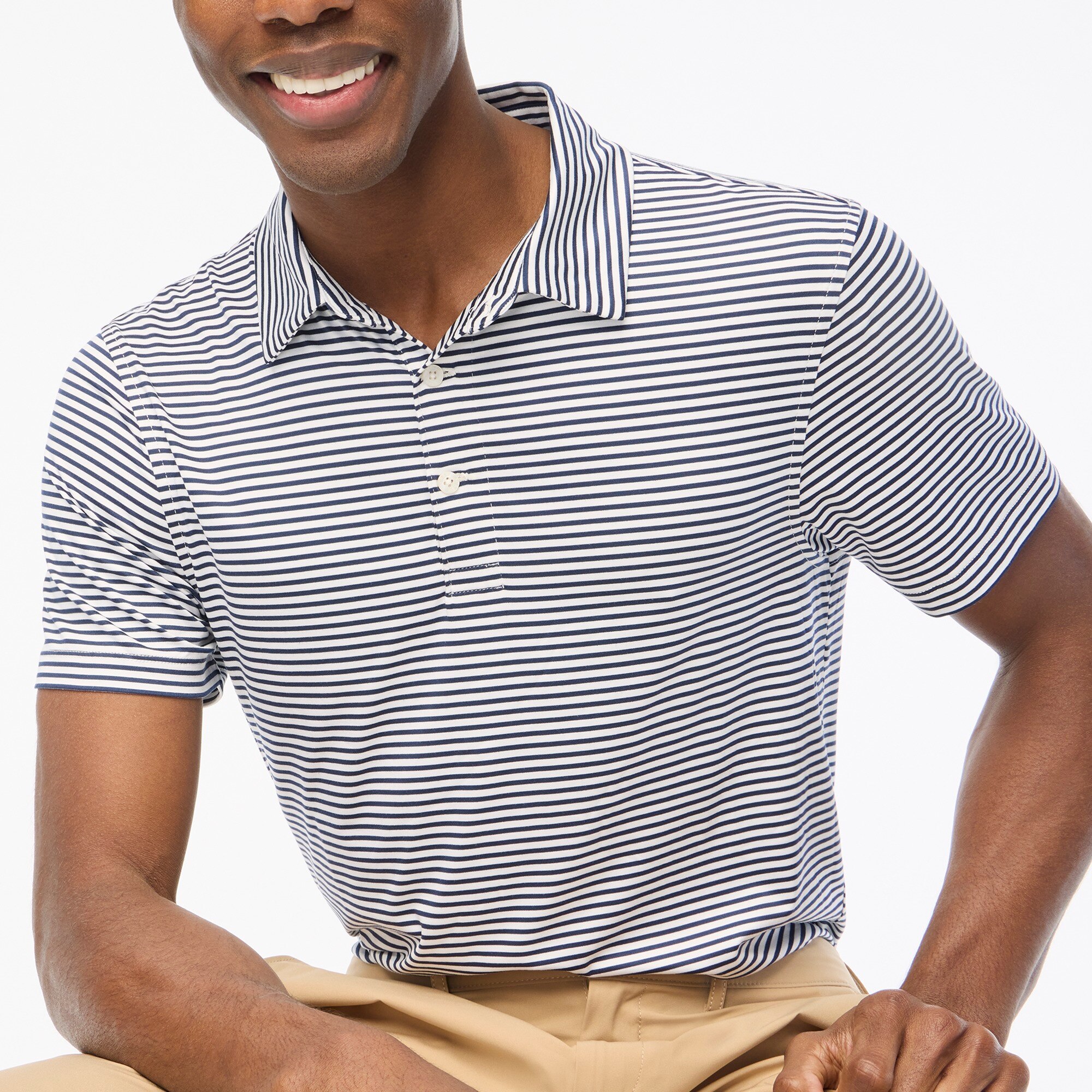 Striped performance polo shirt