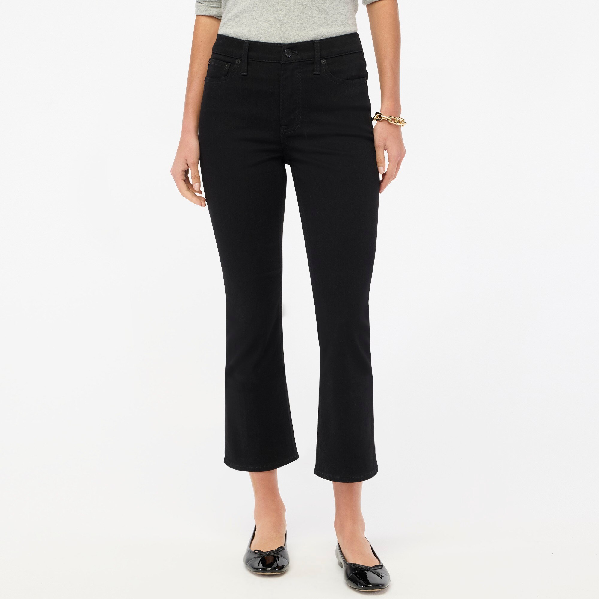 Flare crop black jean in all-day stretch