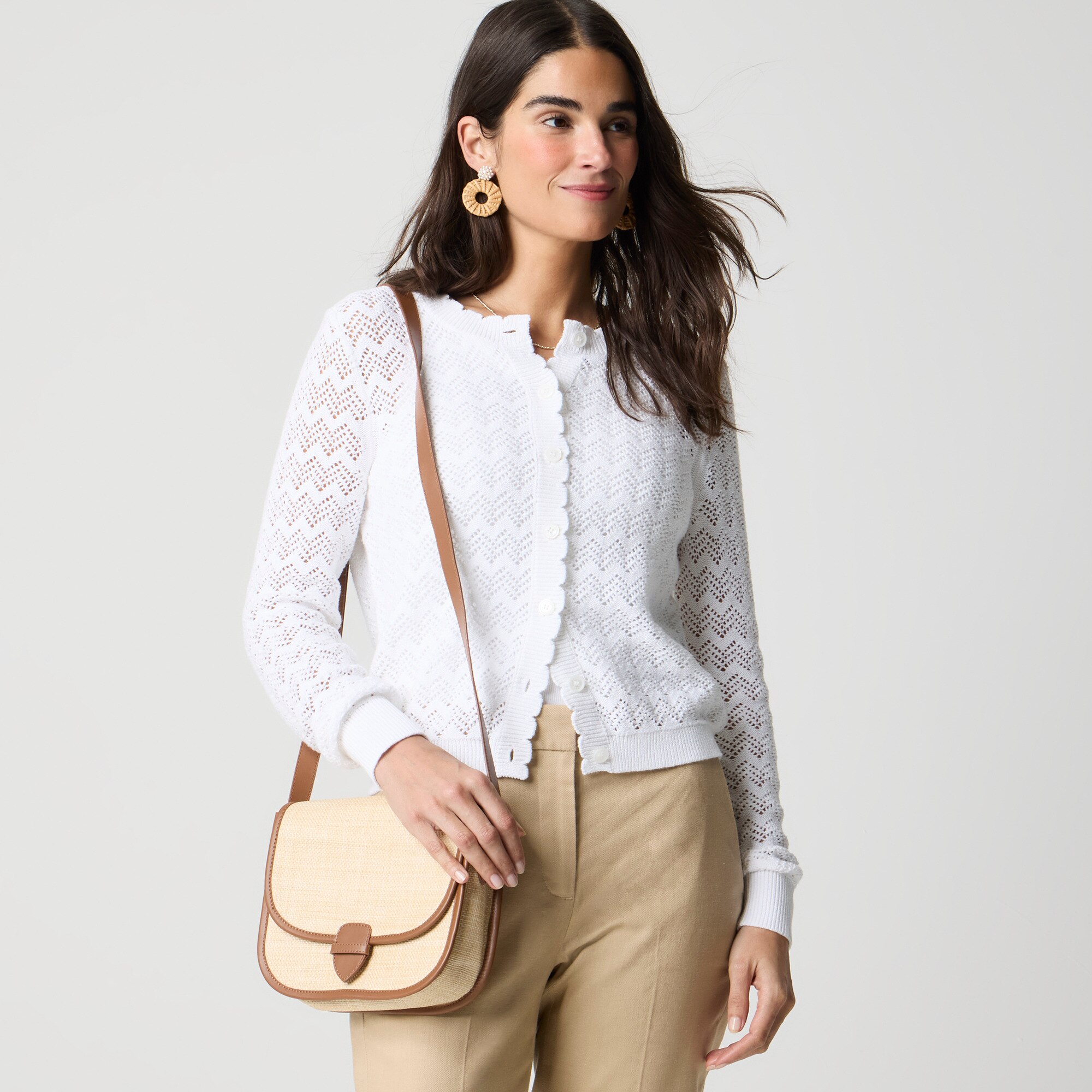 Pointelle cardigan sweater