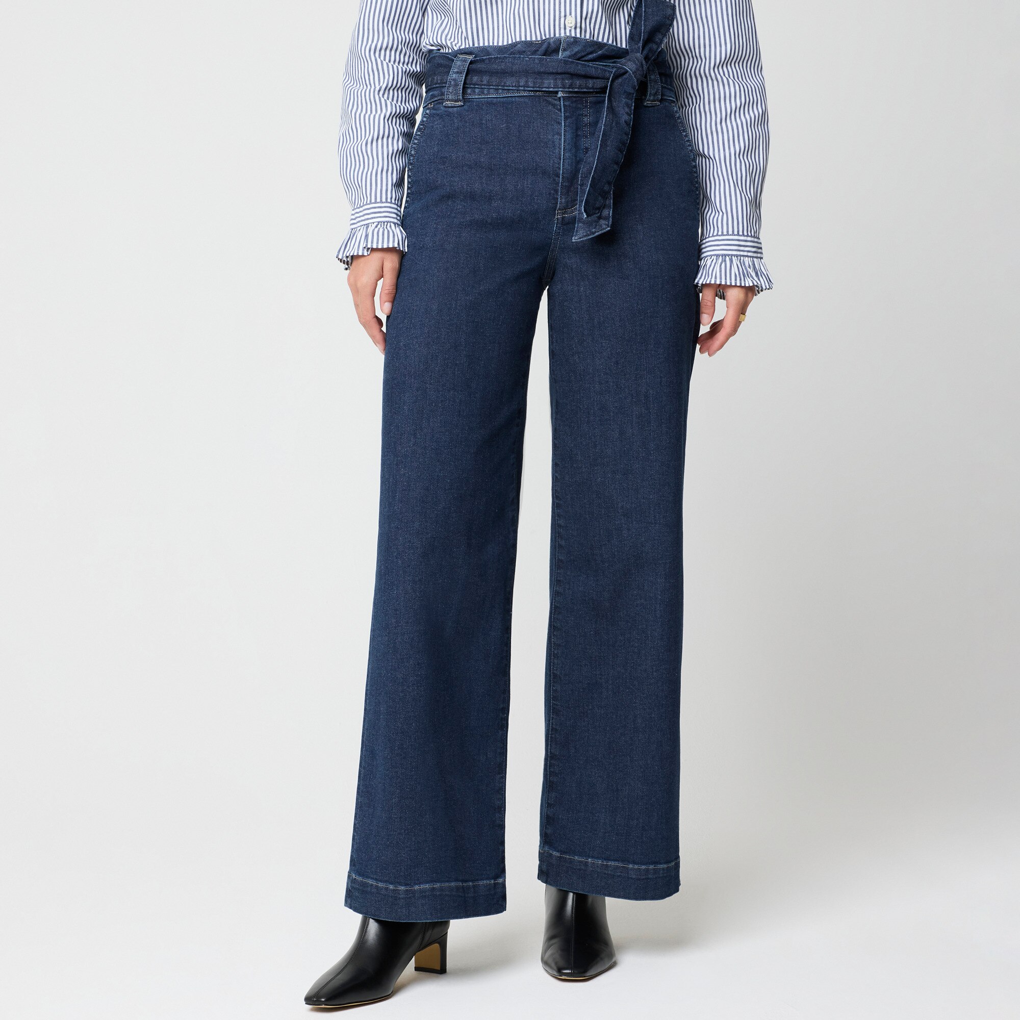 Tall wide-leg paper-bag denim trouser