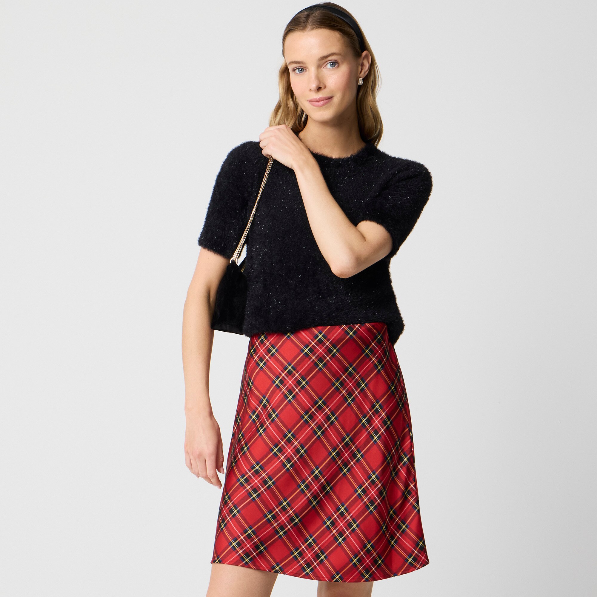 Mini bias-cut slip skirt