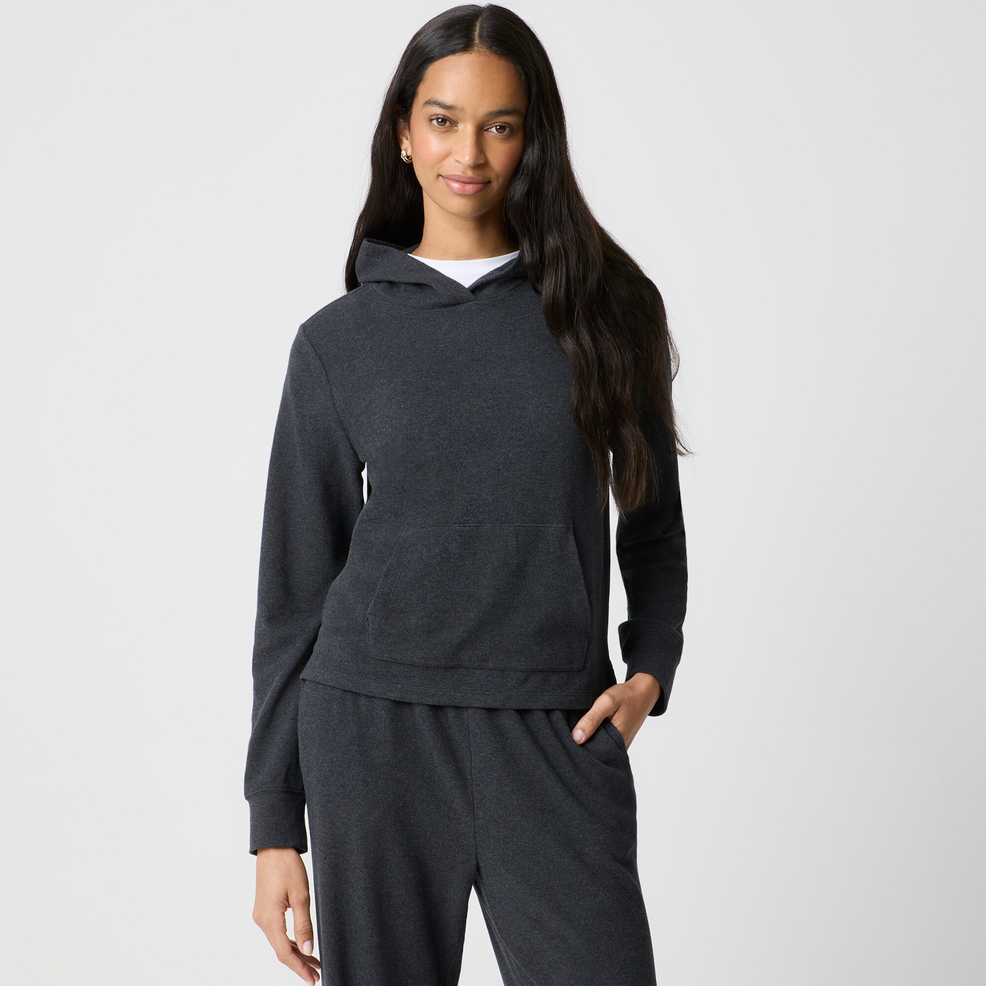 Knit hoodie in cloudspun yarn
