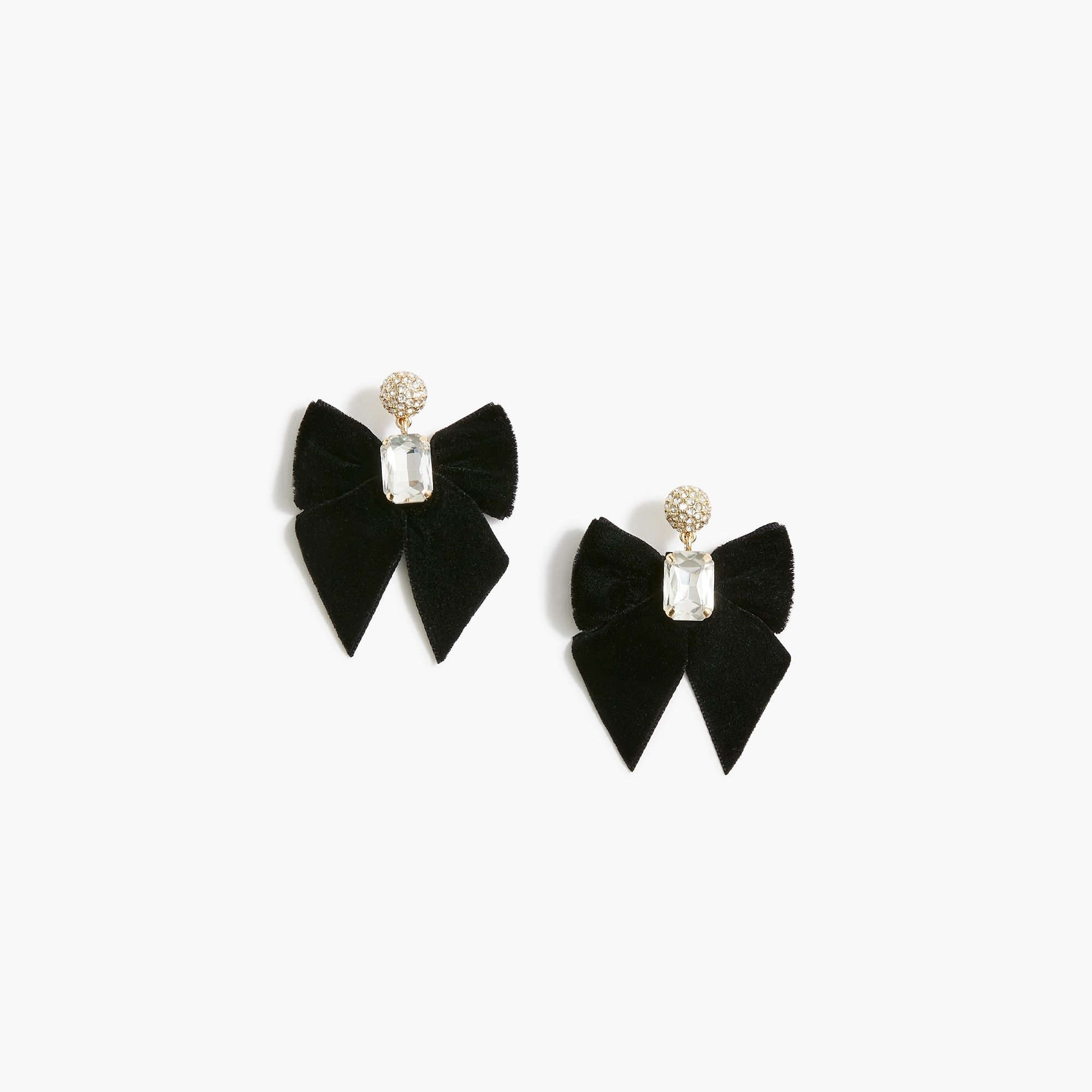 Velvet bow crystal statement earrings 44$
