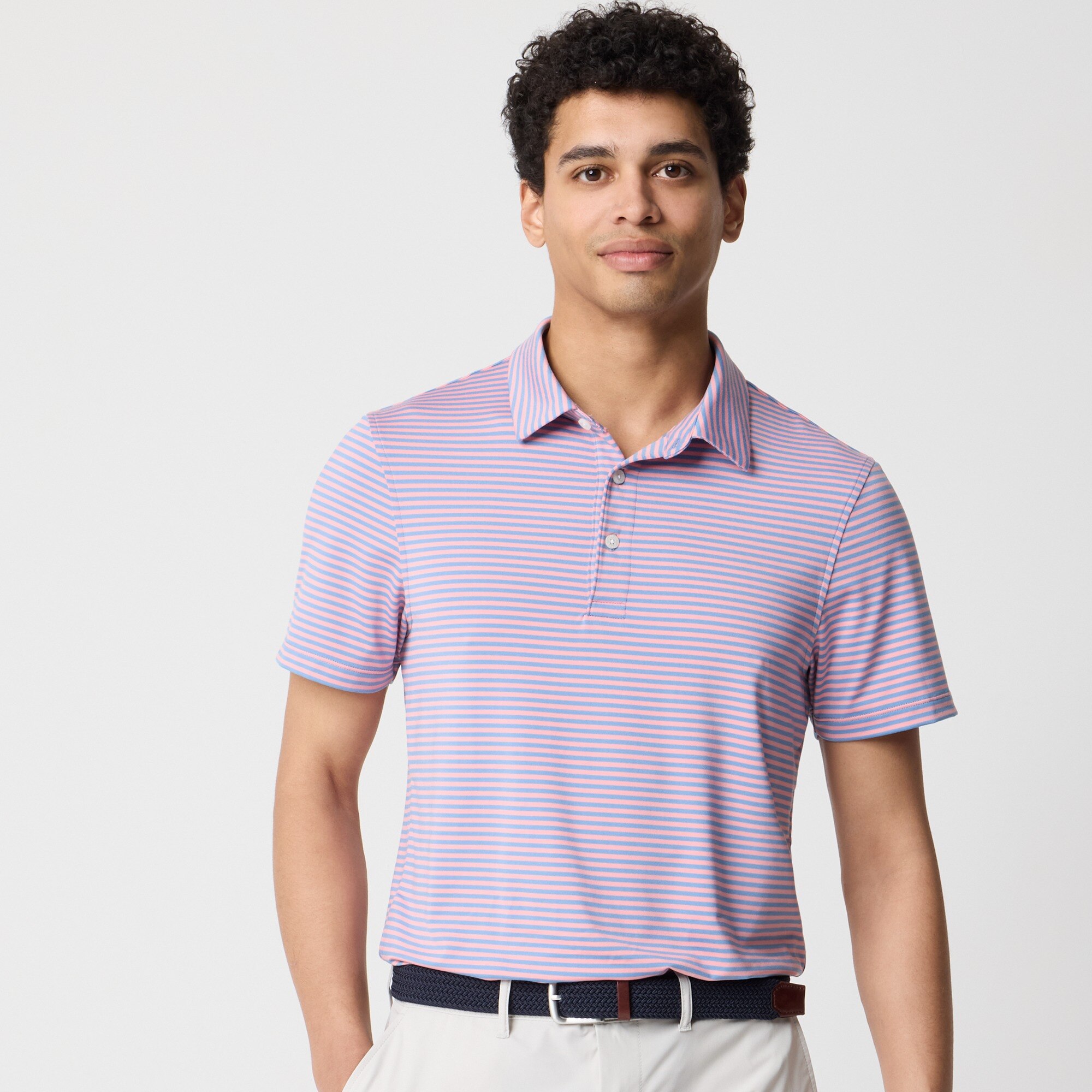Striped performance polo shirt