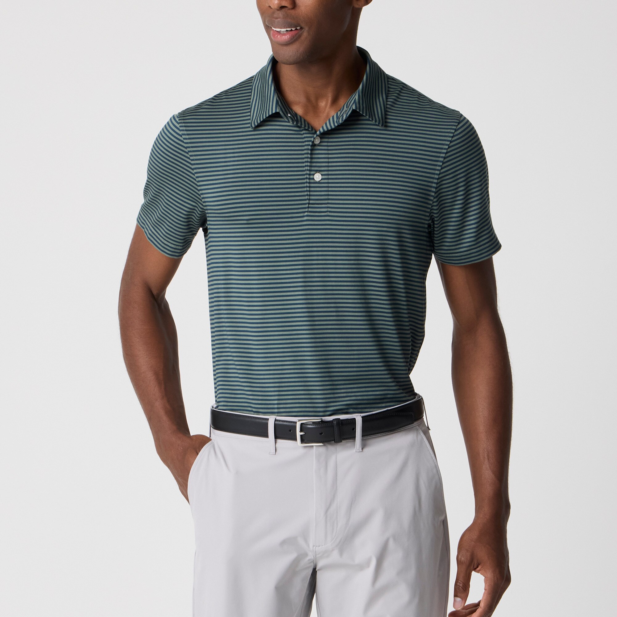 Striped performance polo shirt