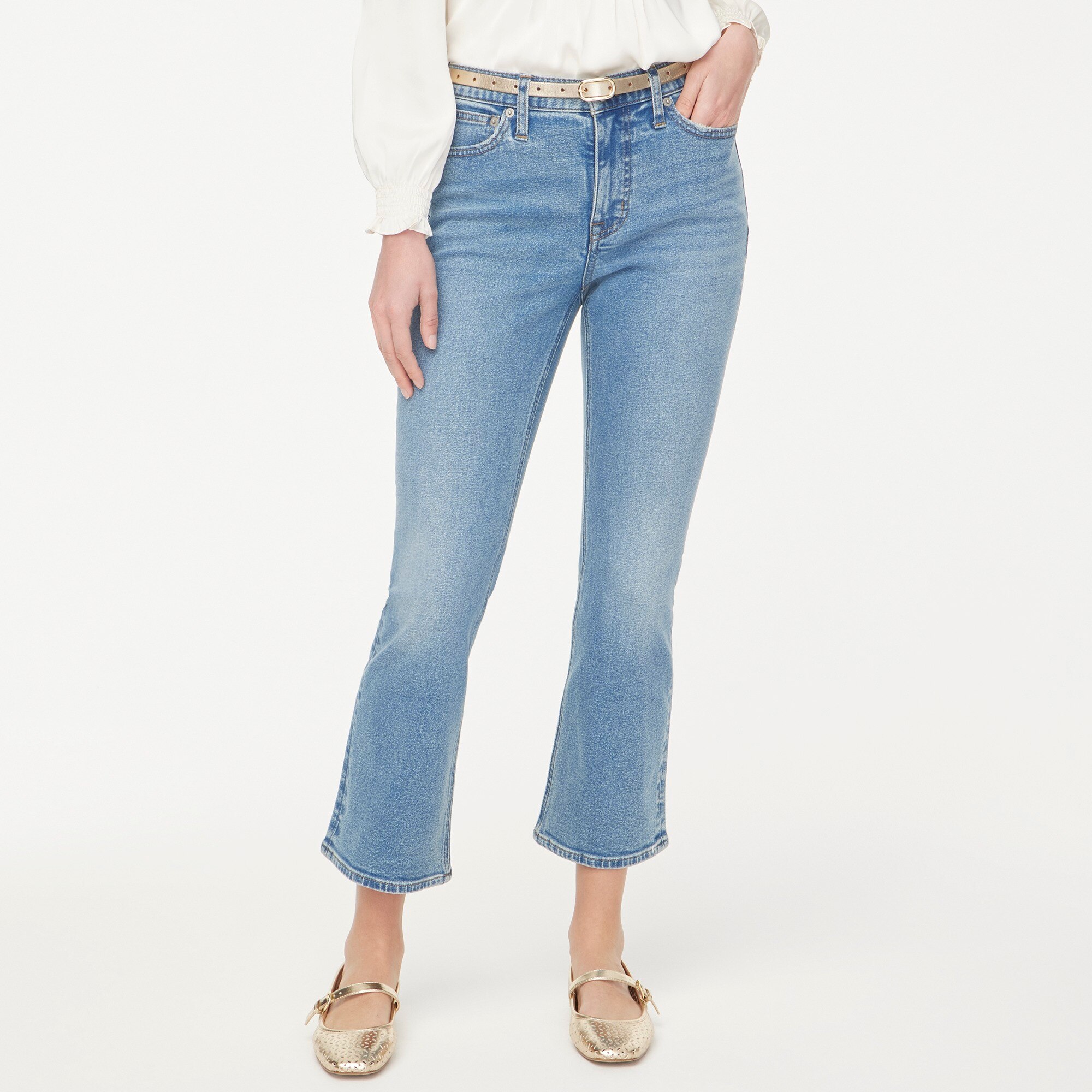 Mid-rise flare crop jean in all-day stretch