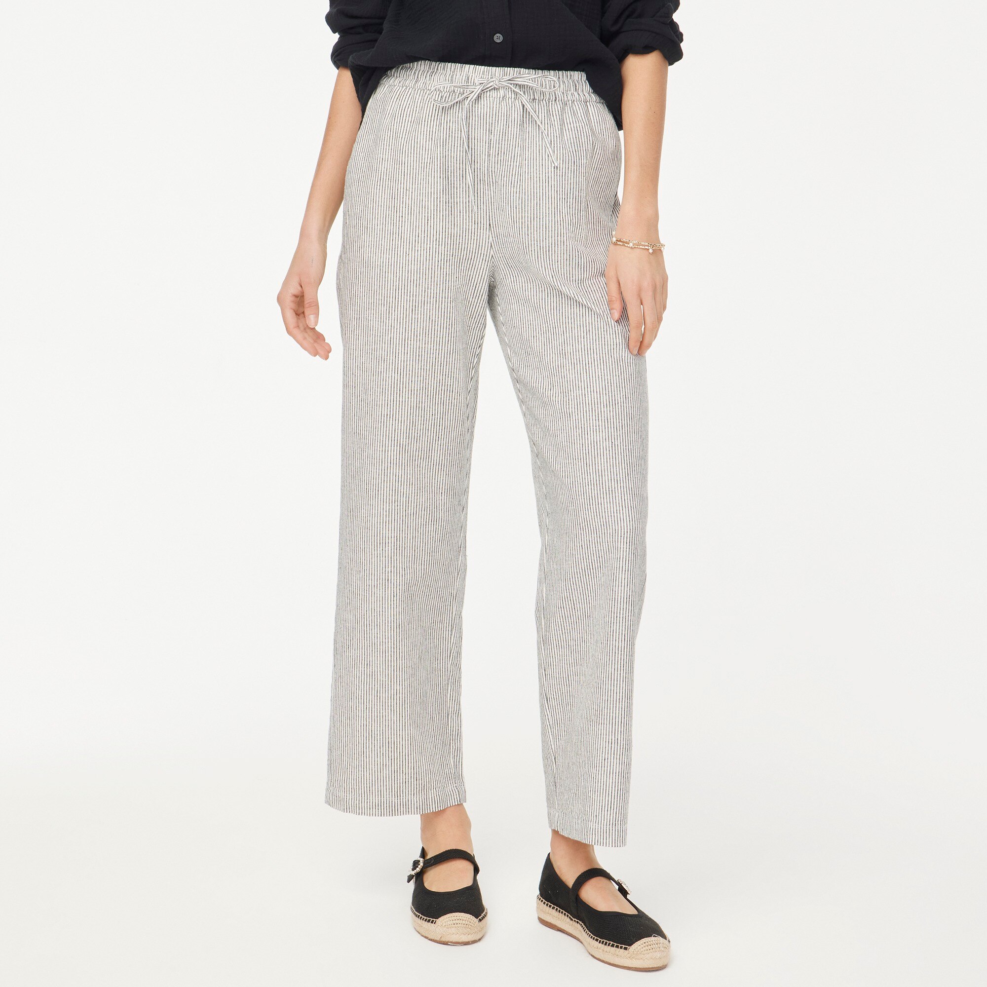 Tall linen-blend slim wide-leg drawstring pant