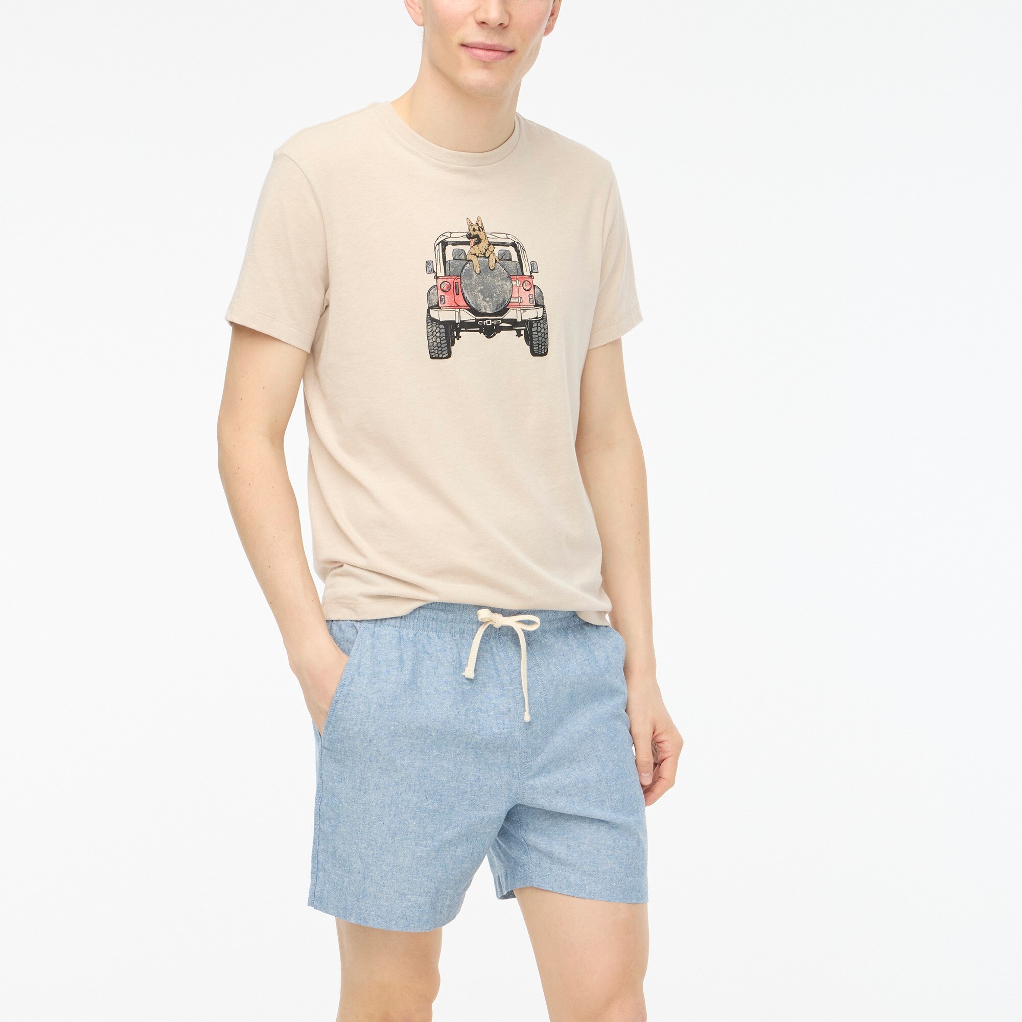 German shepherd in jeep graphic tee