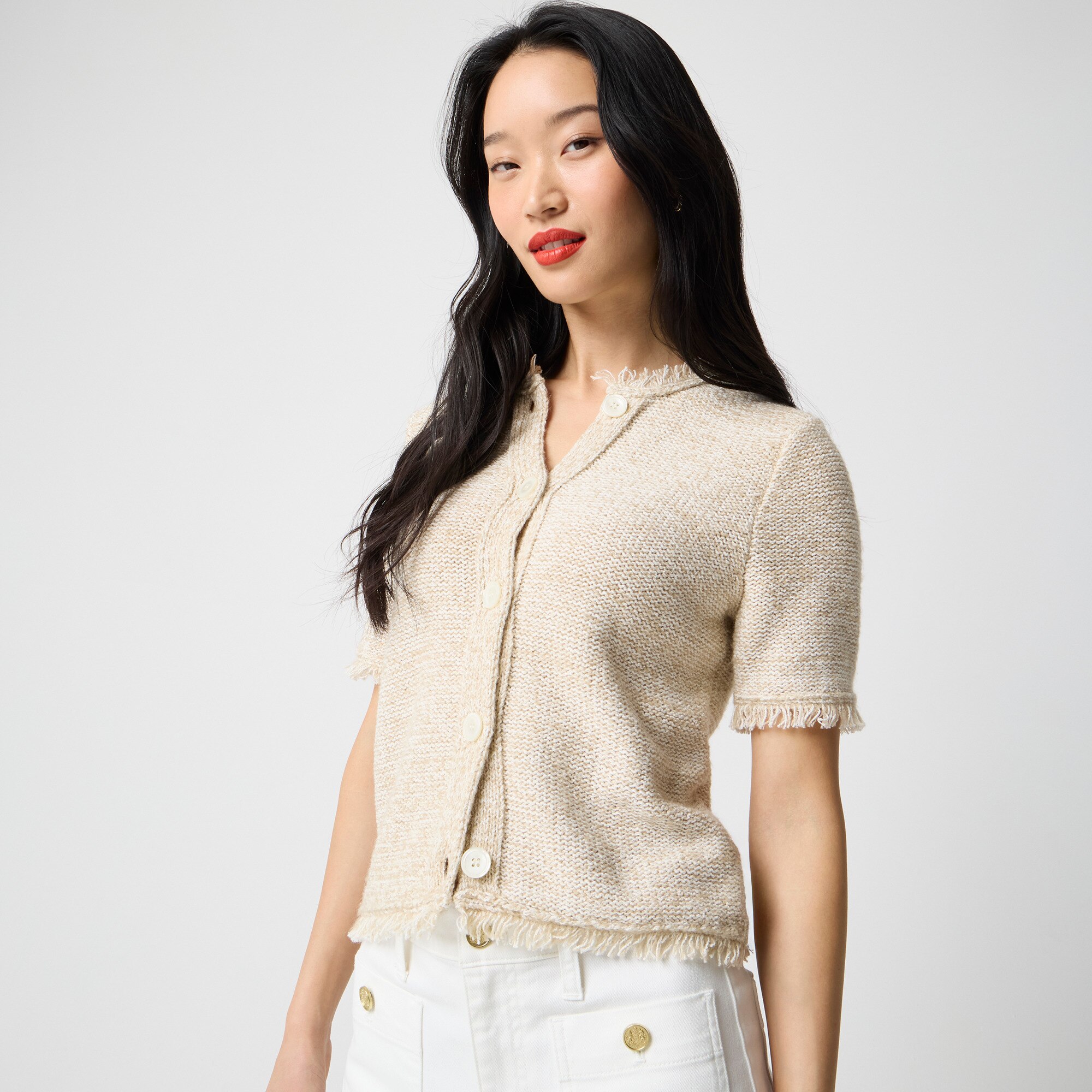 Short-sleeve Fringe Lady Cardigan Sweater For Women | Factory
