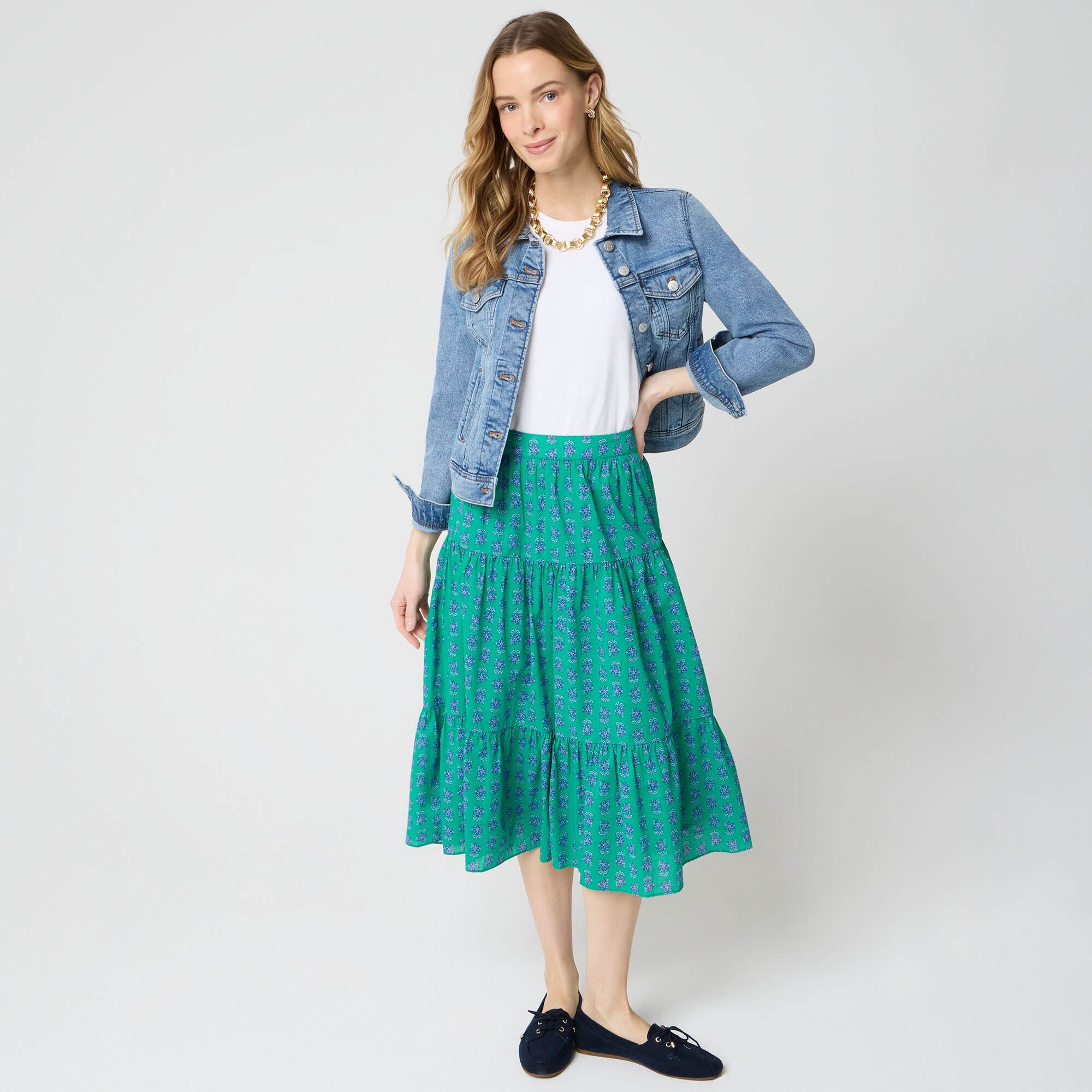 Petite printed tiered midi skirt 70$