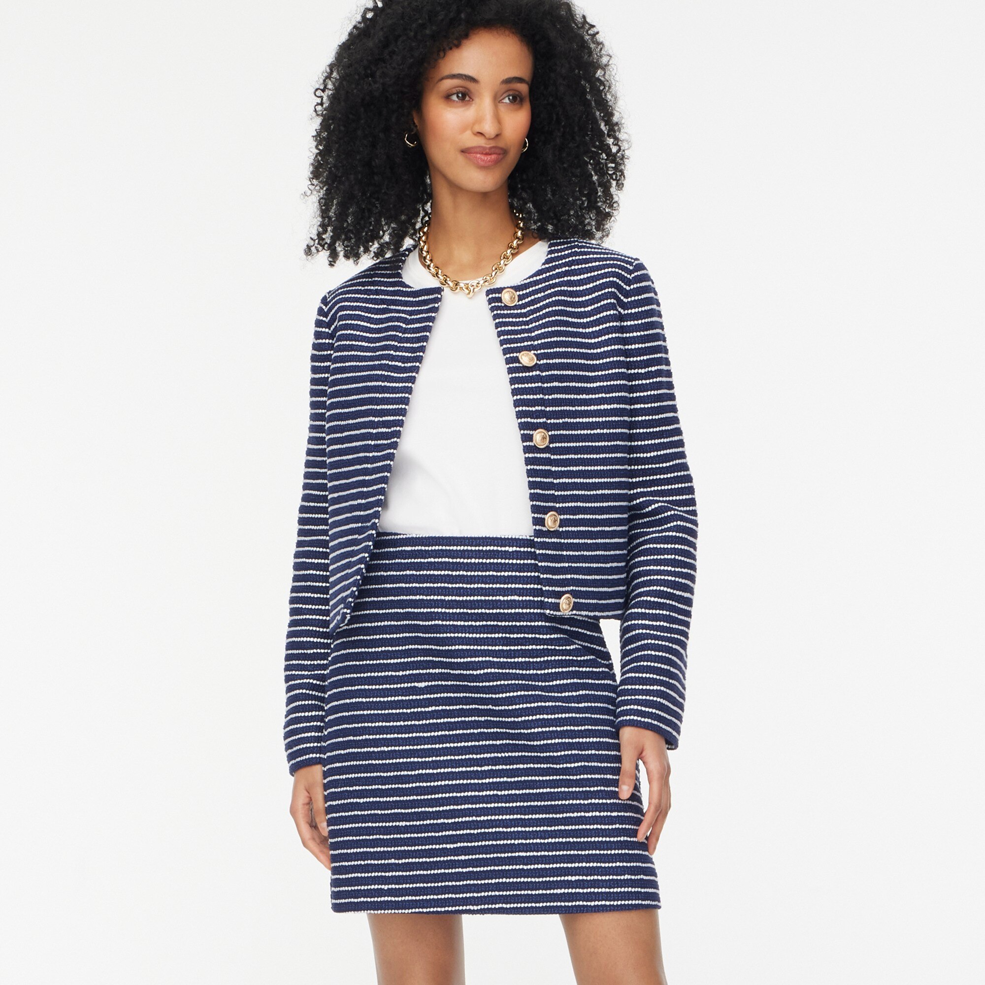 Striped tweed A-line mini skirt 50$