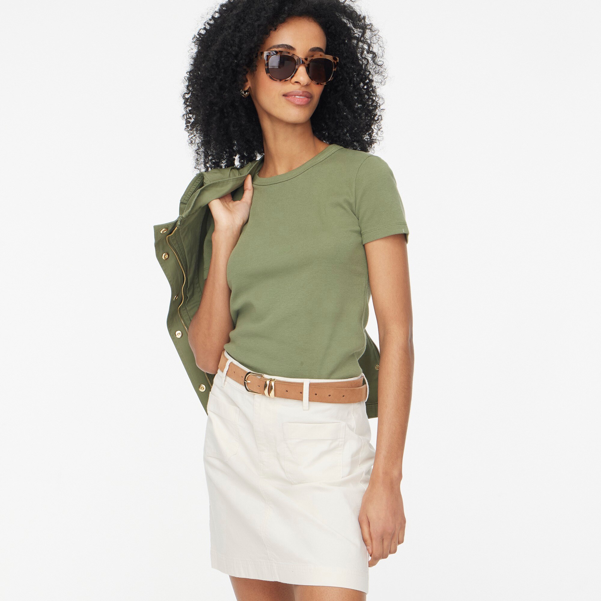 Short-sleeve ribbed crewneck tee