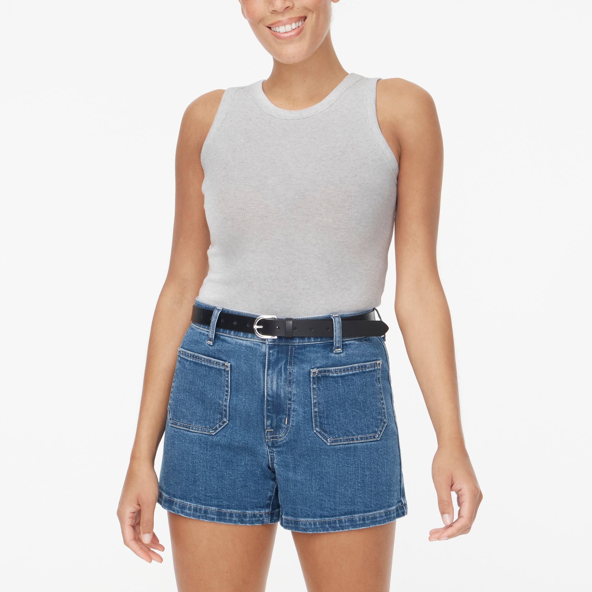 Ribbed high-neck tank top