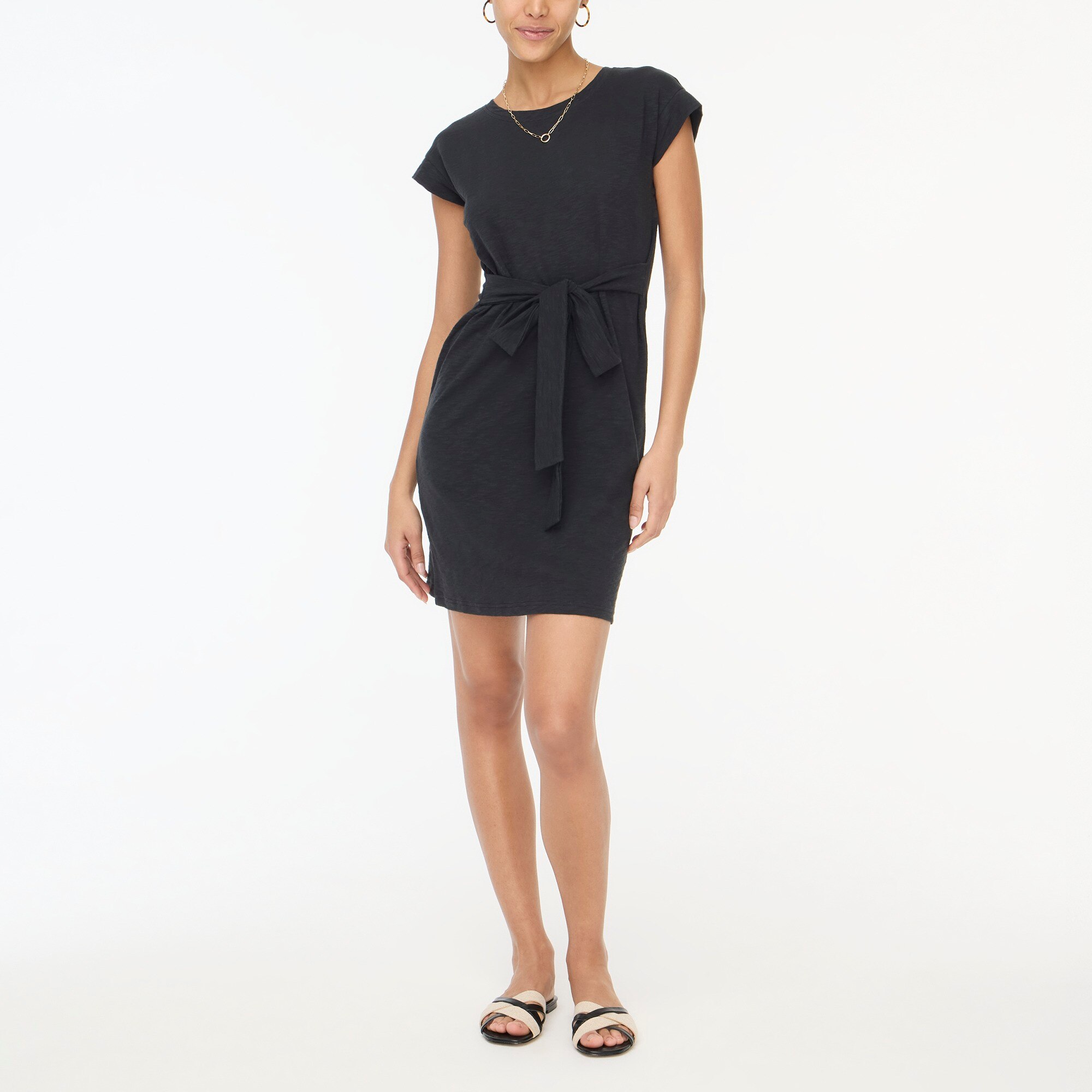 Knit tie-waist mini dress