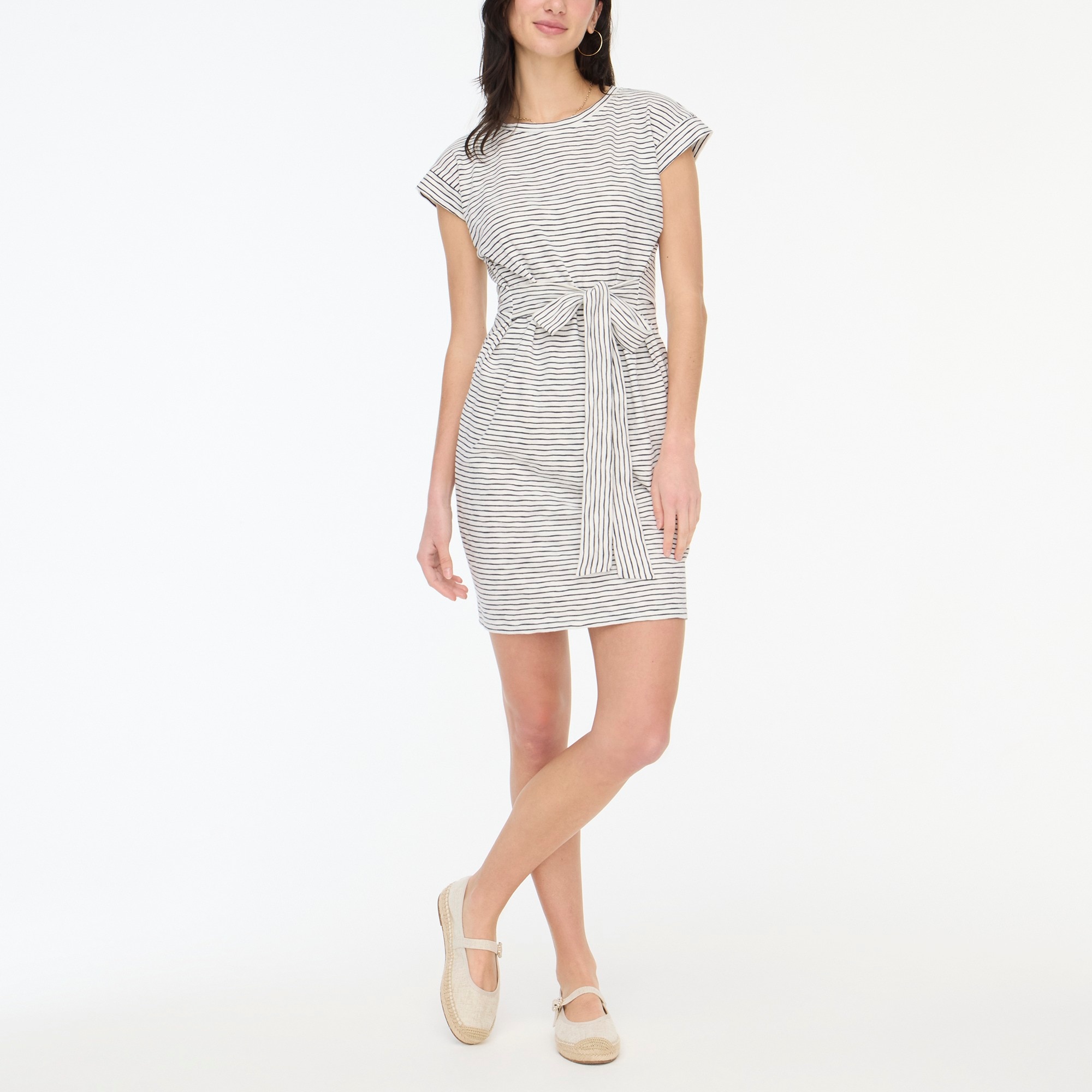 Striped tie-waist mini dress