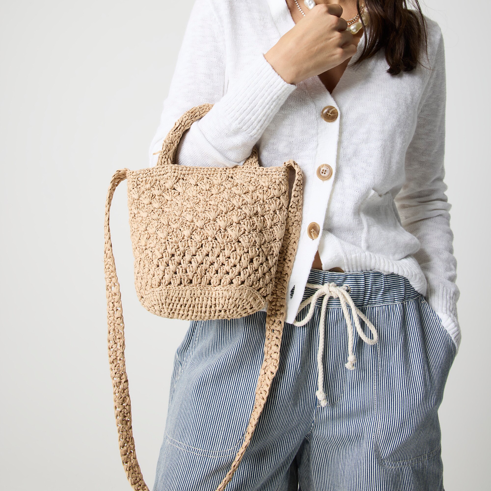 Woven mini tote bag