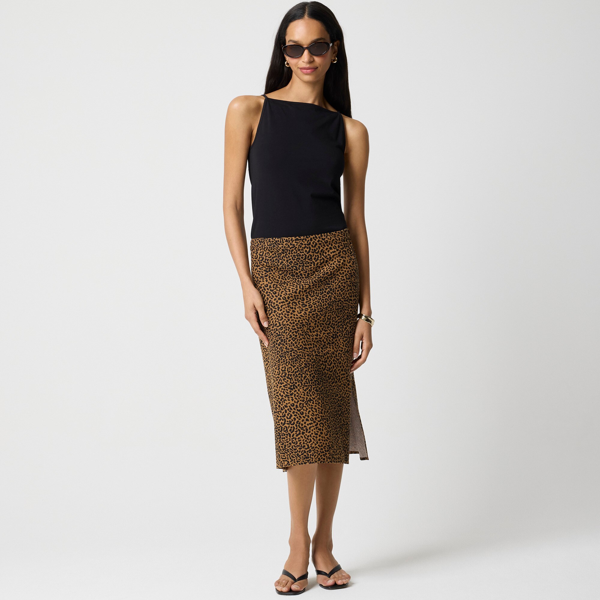 Linen-blend midi slip skirt 60$