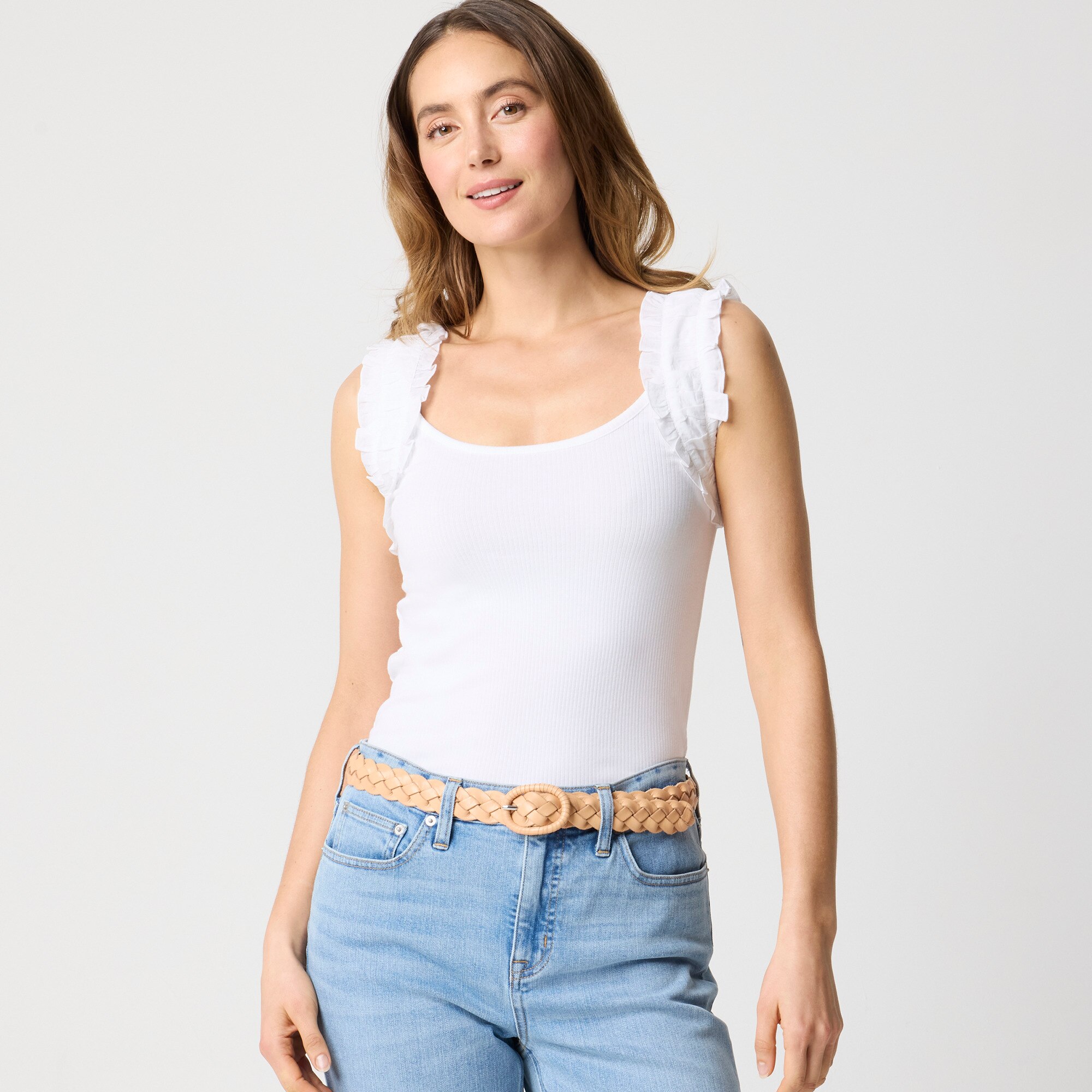 Ruched-strap tank top
