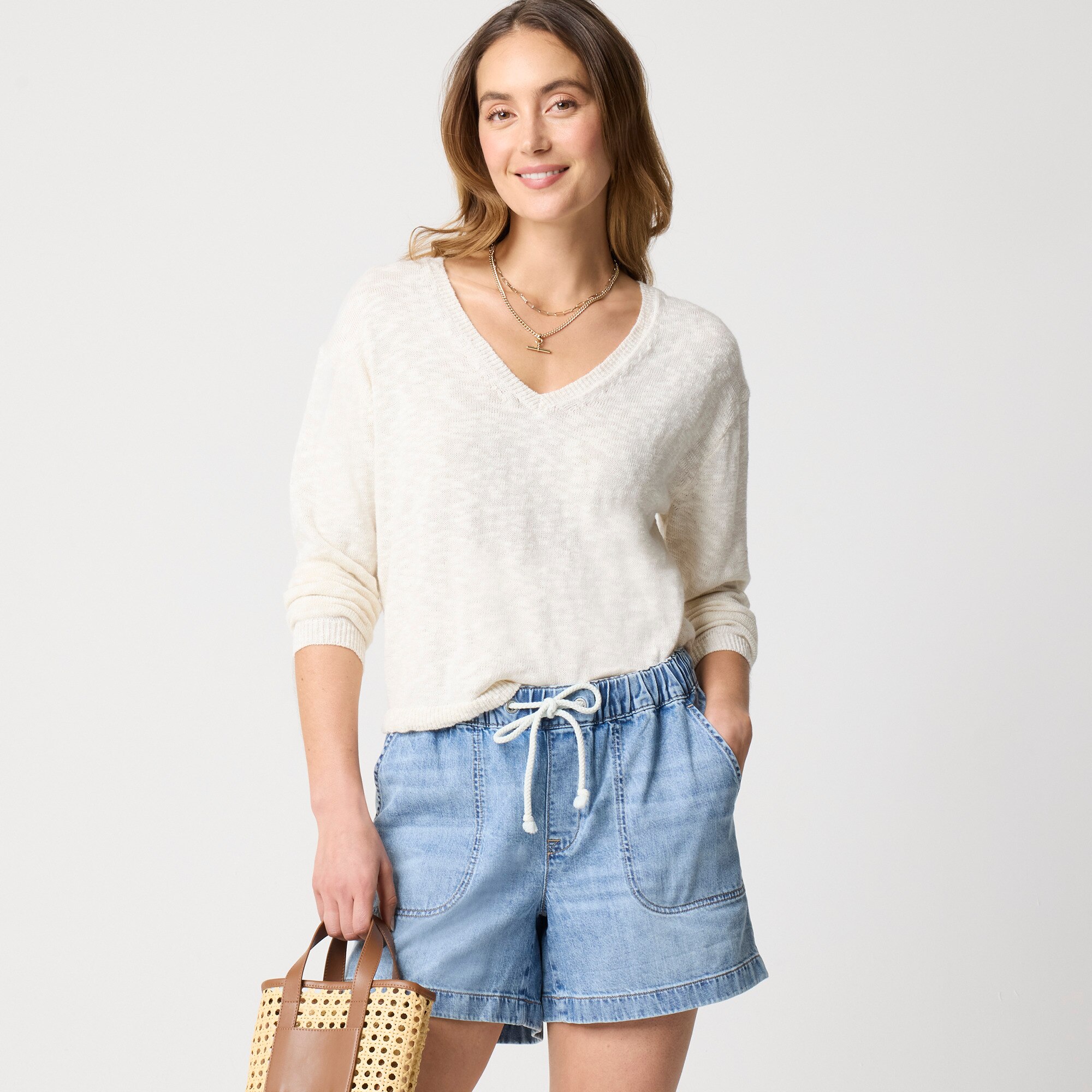 V-neck beach sweater