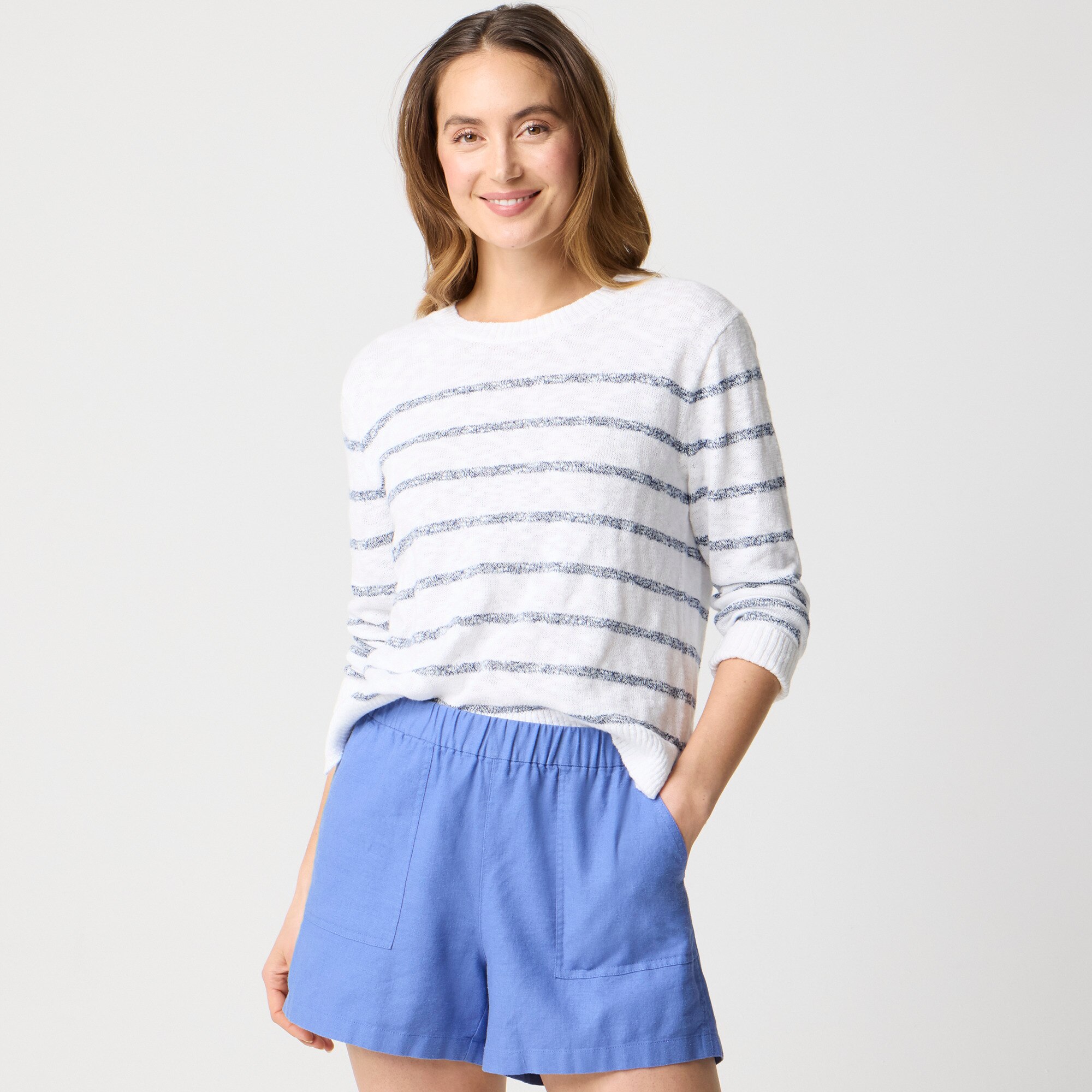 Striped crewneck beach sweater