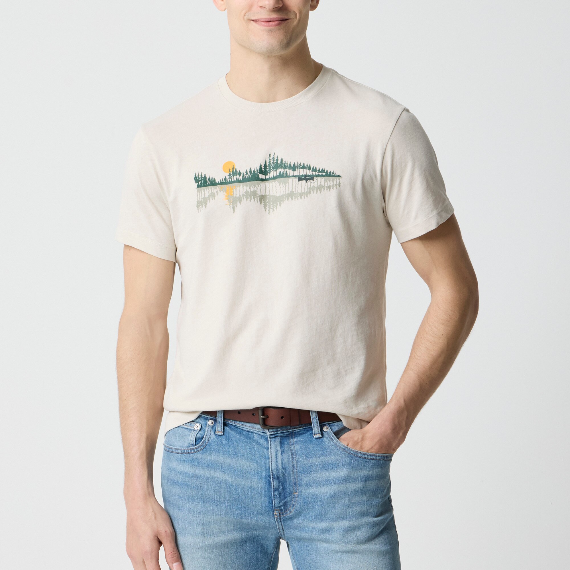 Fishing reflection graphic tee