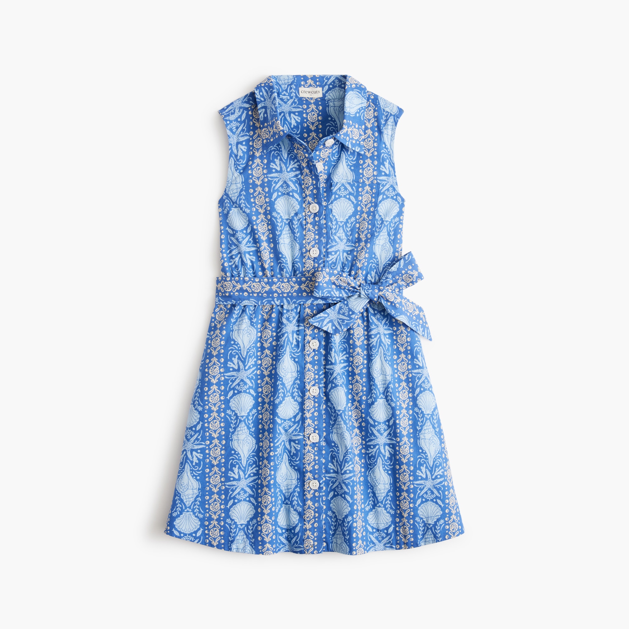 Girls seashell tie-waist shirt-dress 53$
