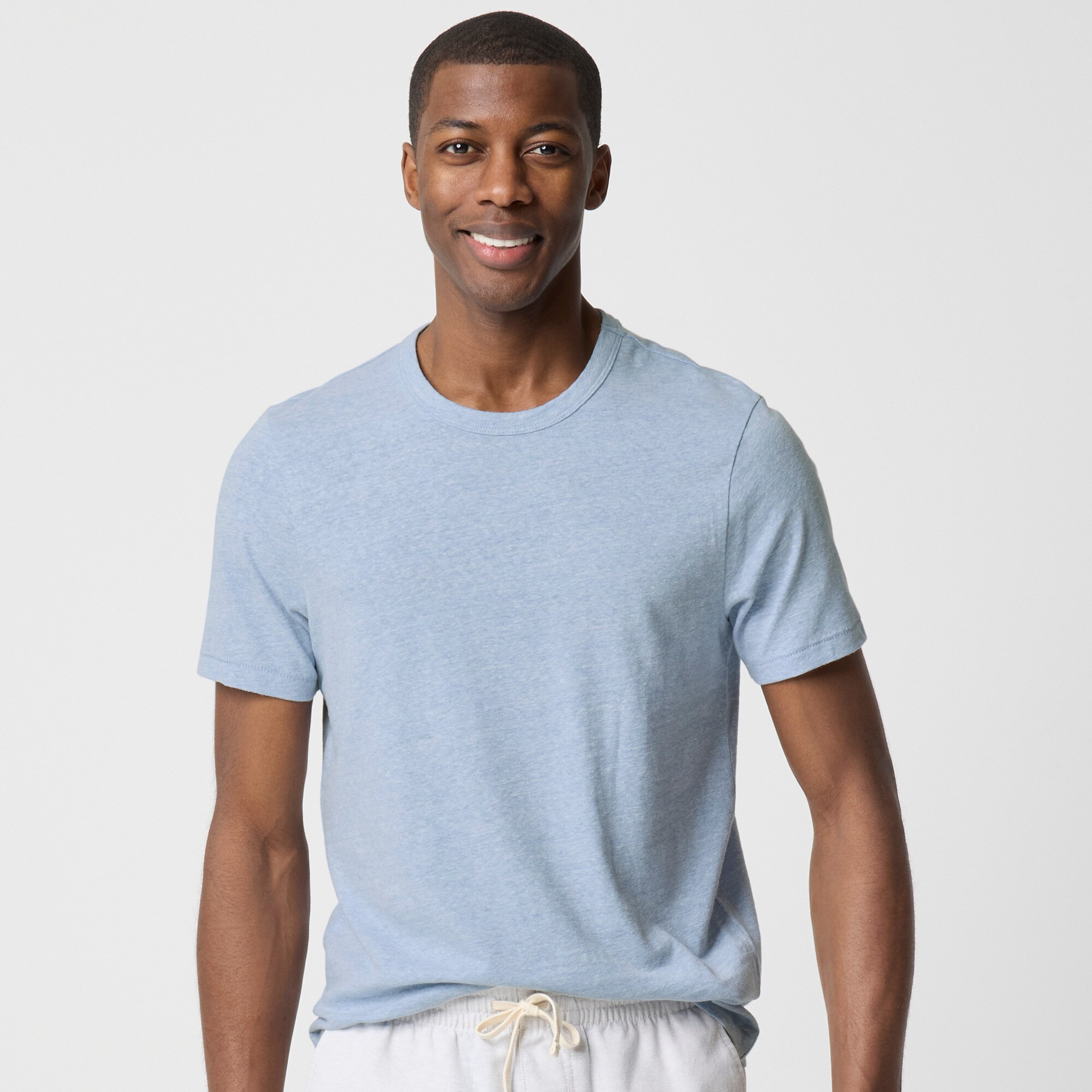 Linen-cotton blend tee