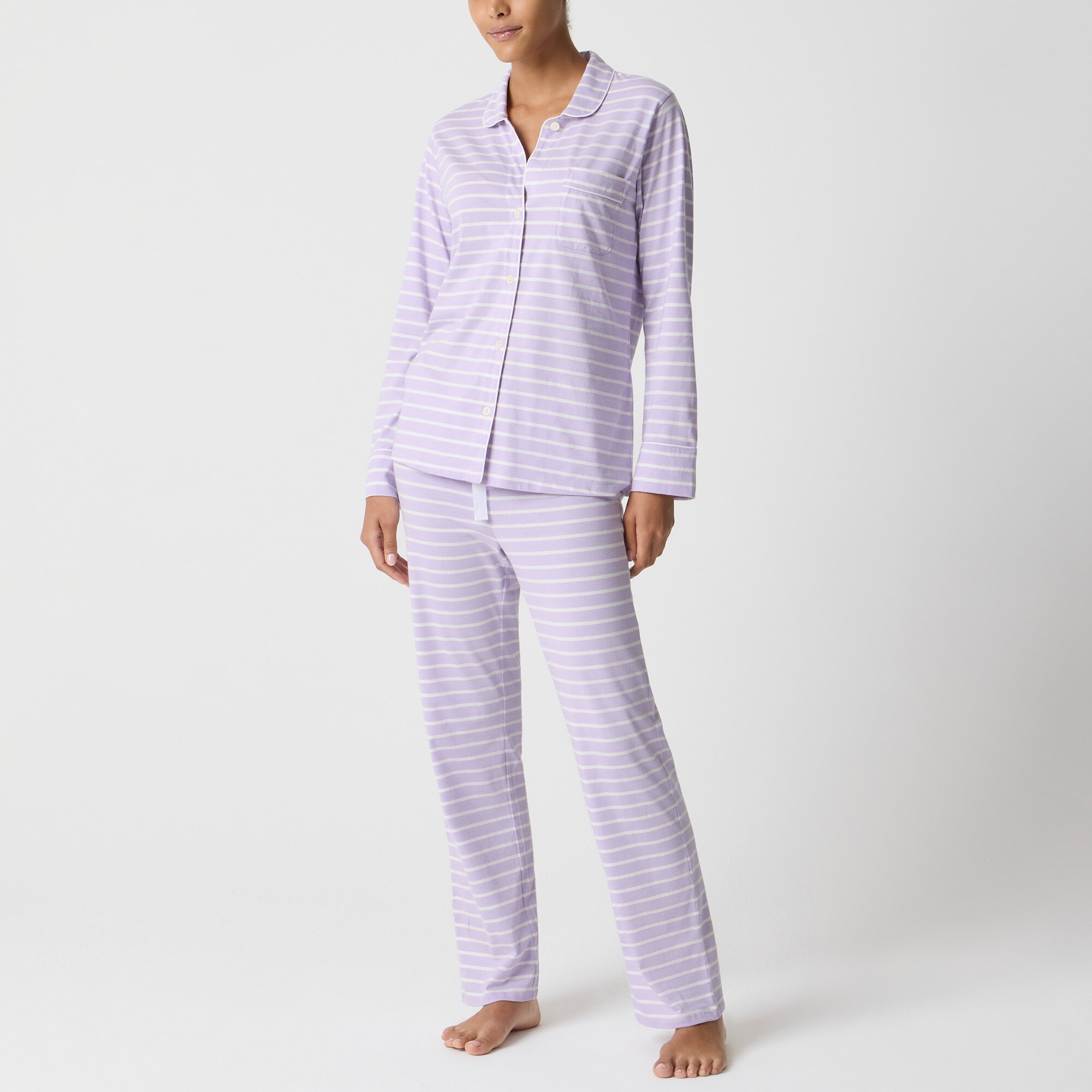 Long-sleeve knit pajama set