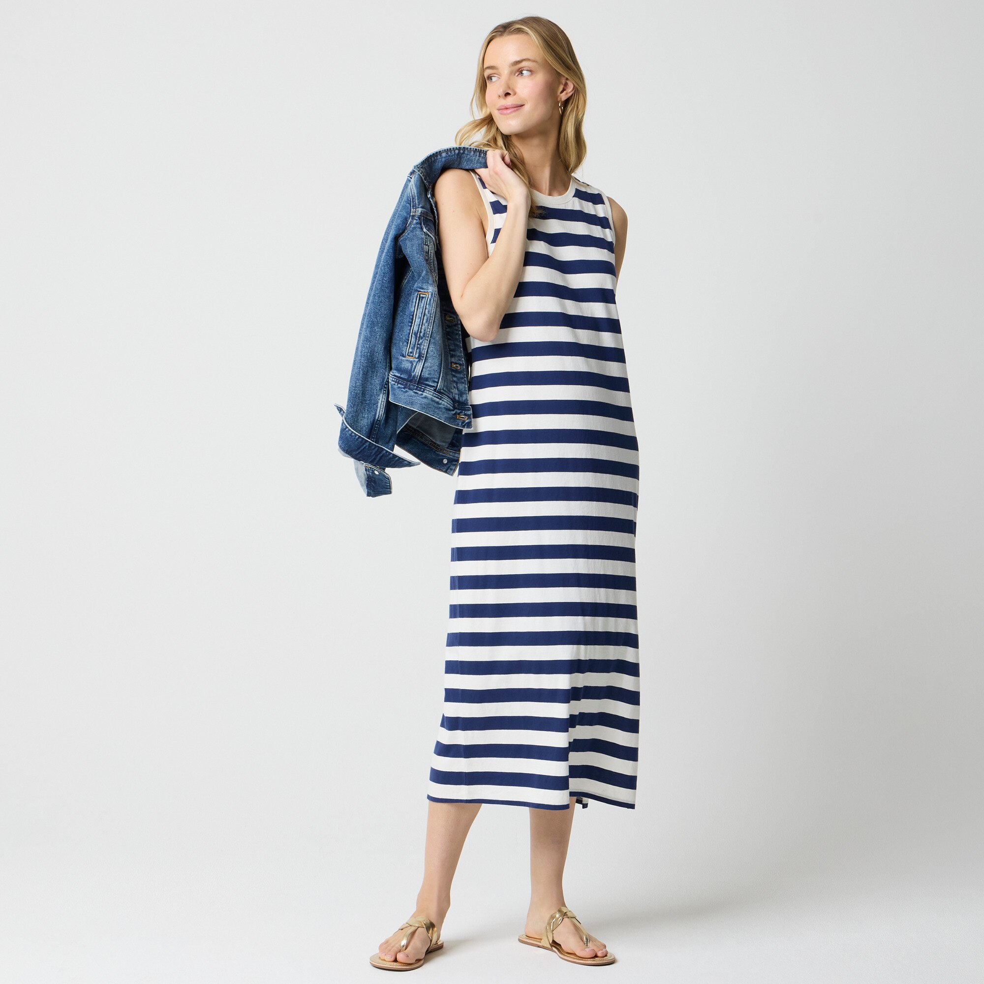 Striped knit midi dress